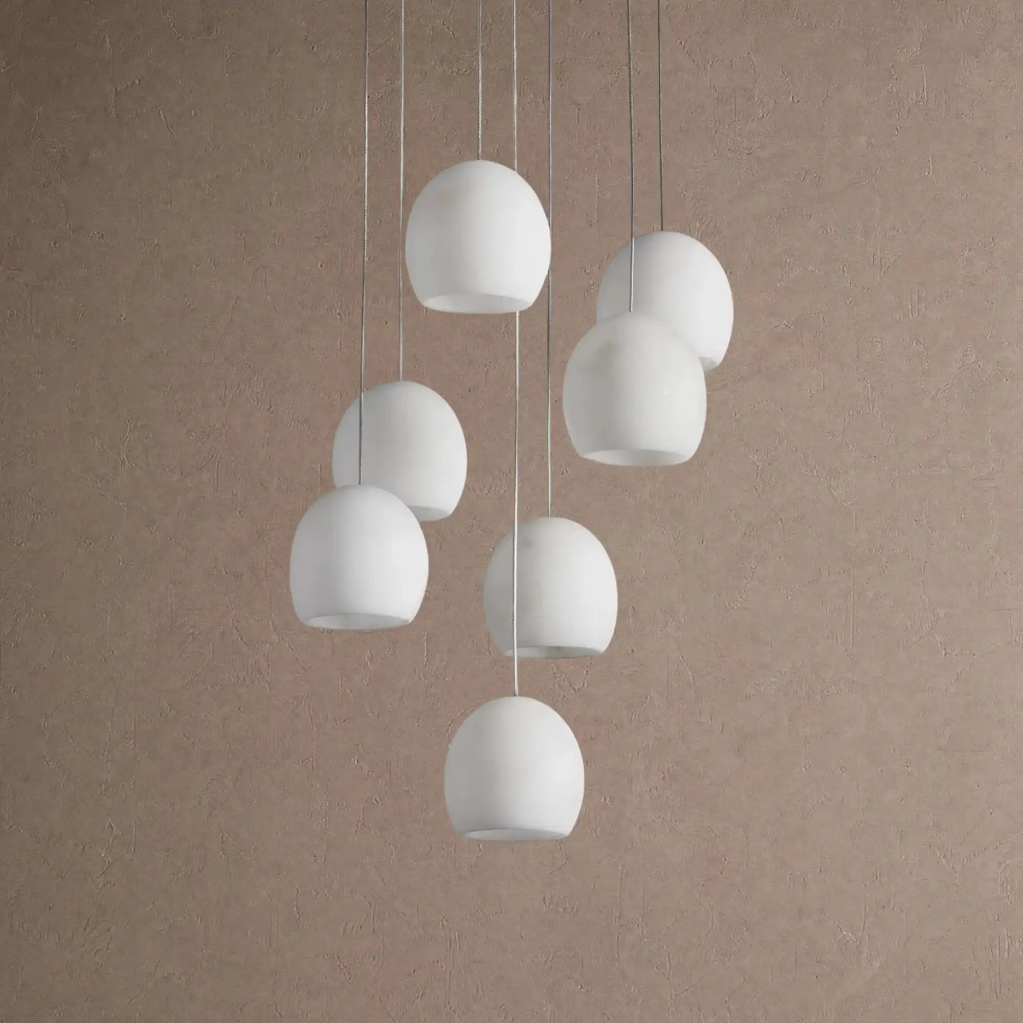 Arica Round Alabaster Chandelier Light - 7-LightBlushlighting