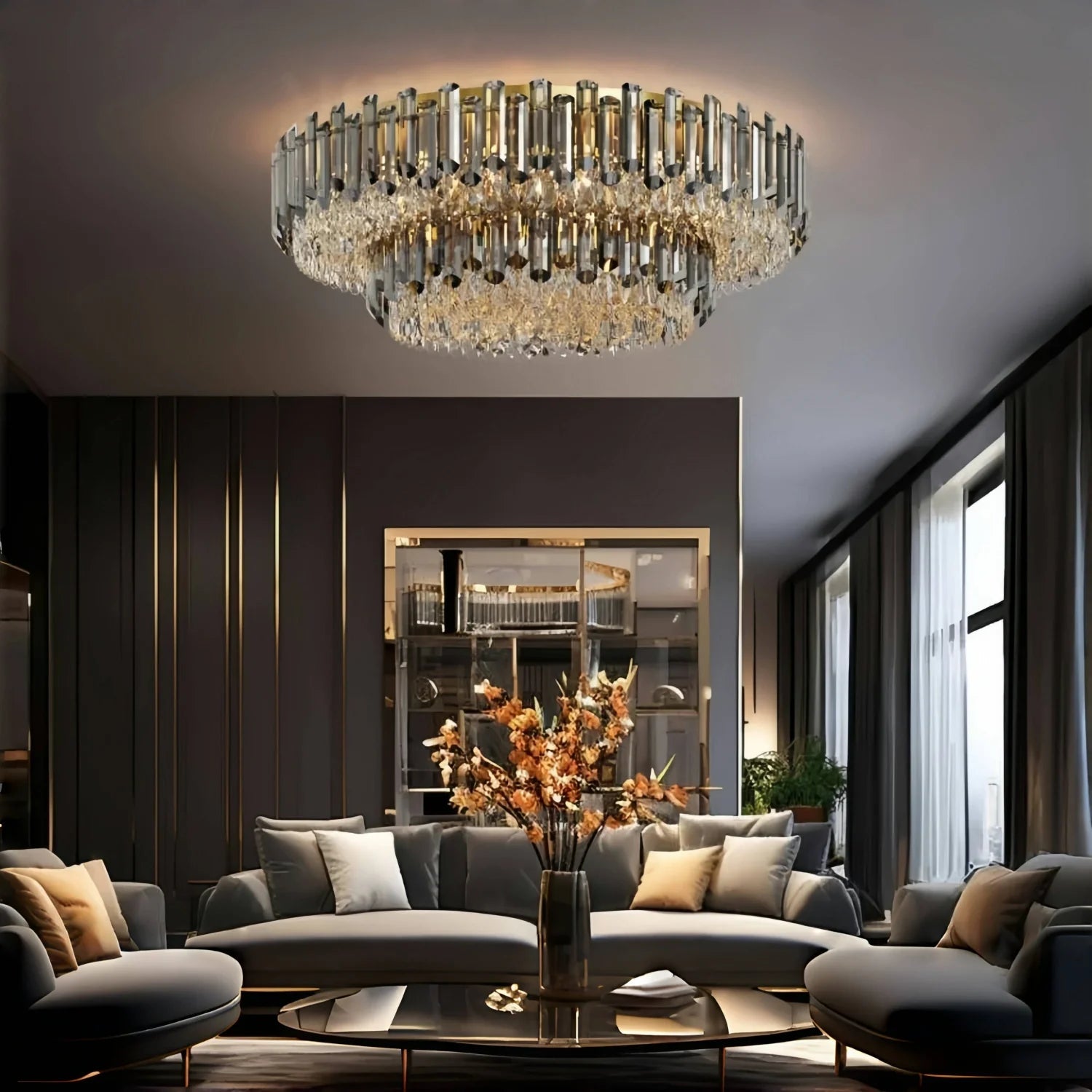 Arina Luxury Round Crystal Chandelier 31" - Blushlighting