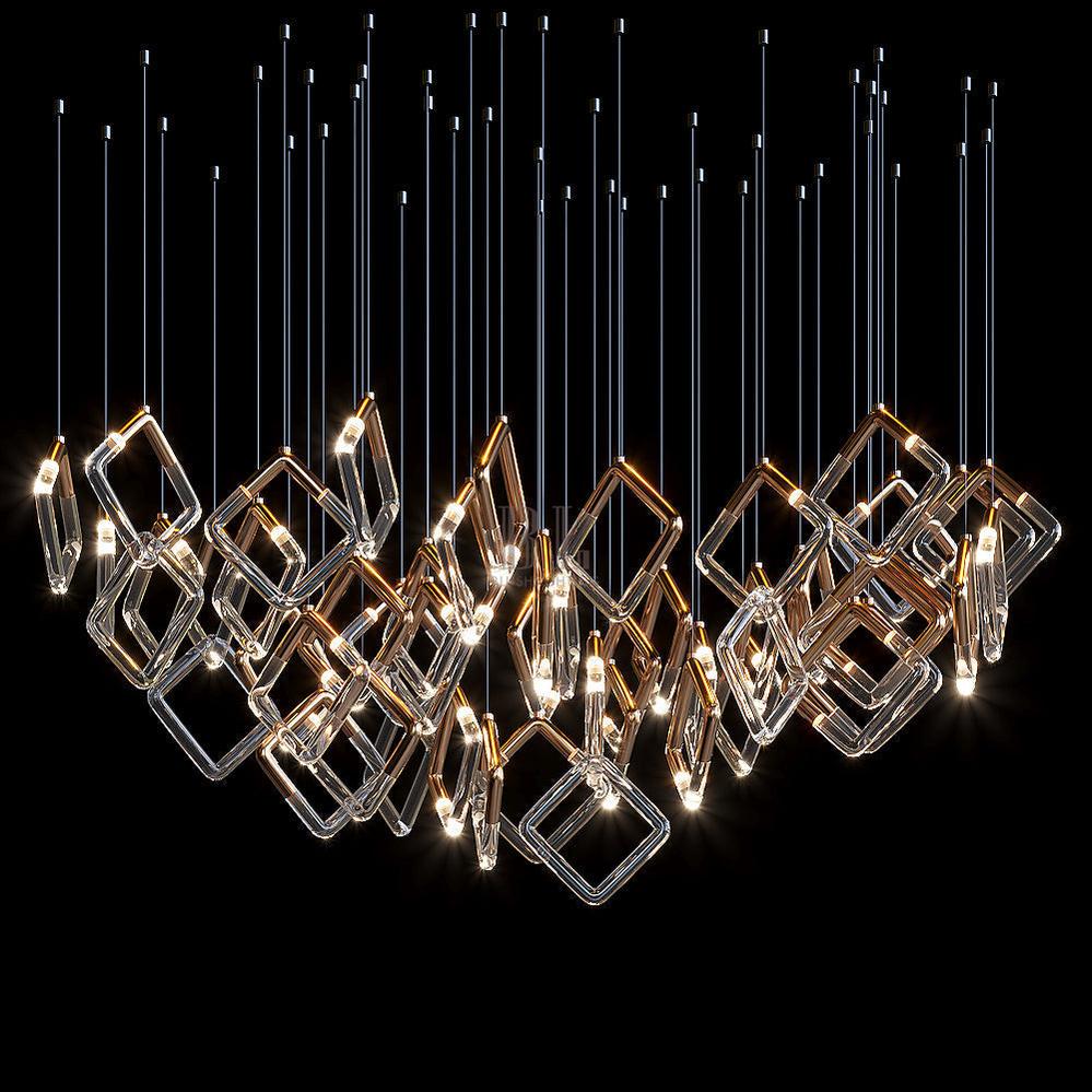 Arqelle Linear Tube Scatter Chandelier - 30" D × 98" HBlushlighting