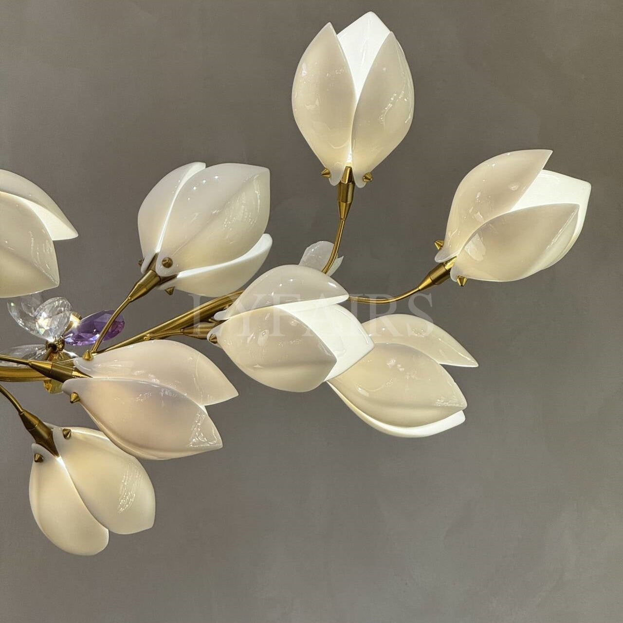 Art Design Creative Ceramic Magnolia Ring/Linear Chandelier for Bedroom/Living Room/Dining Room/Kitchen Island-Chandeliers-Blushlighting-Blushlighting