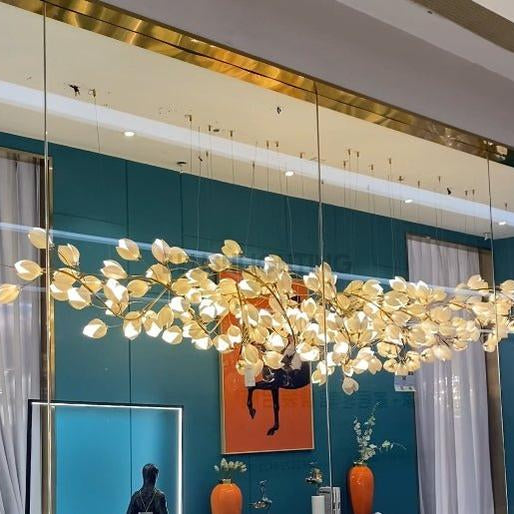 Art Design Creative Ceramic Magnolia Ring/Linear Chandelier for Bedroom/Living Room/Dining Room/Kitchen Island-Chandeliers-Blushlighting-Linear/L70.87"*W17.7"*H78.7"-Warm Light-Blushlighting