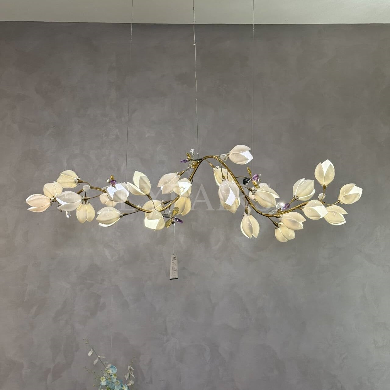 Art Design Creative Ceramic Magnolia Ring/Linear Chandelier for Bedroom/Living Room/Dining Room/Kitchen Island-Chandeliers-Blushlighting-Blushlighting