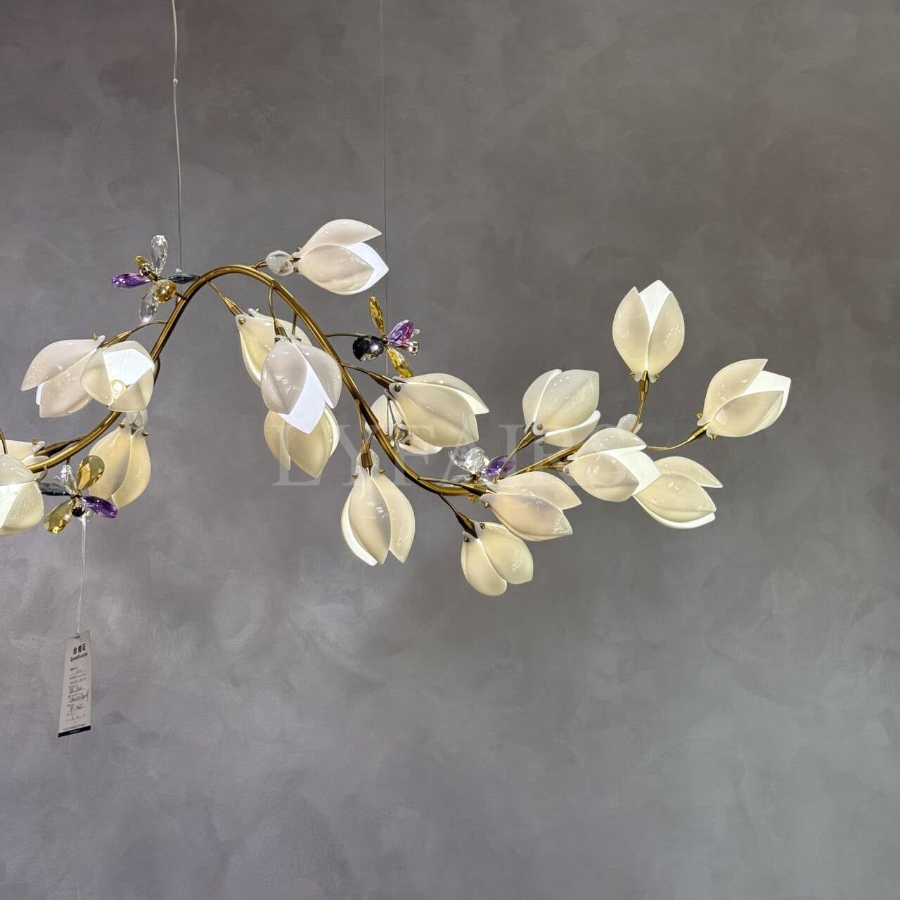 Art Design Creative Ceramic Magnolia Ring/Linear Chandelier for Bedroom/Living Room/Dining Room/Kitchen Island-Chandeliers-Blushlighting-Blushlighting