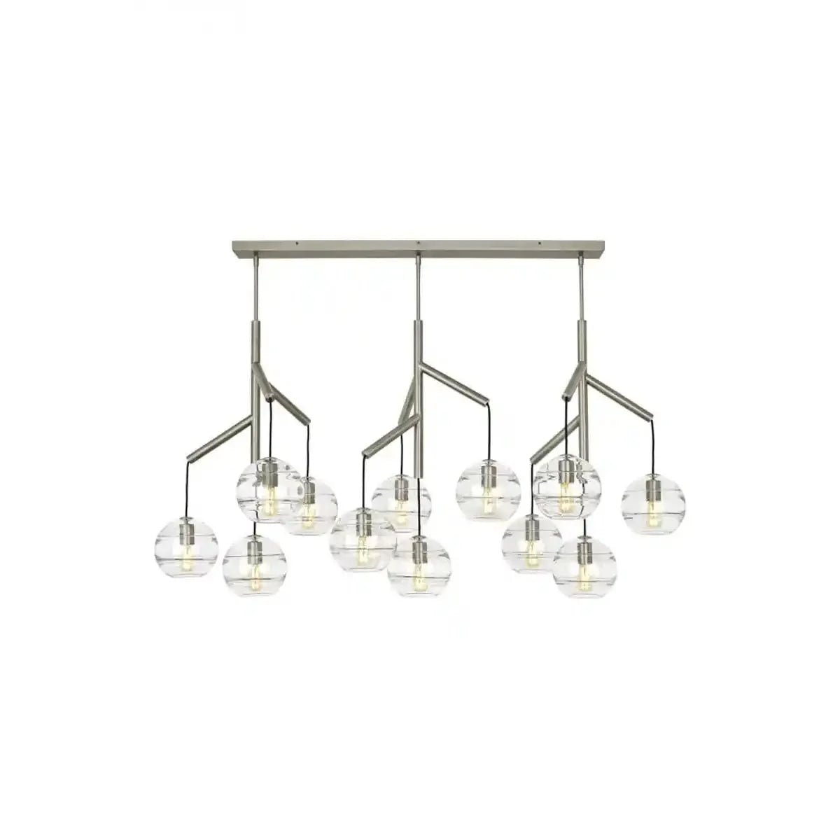 Art Glass Ball Sedona Triple Chandelier - ClearSatin NickelBlushlighting