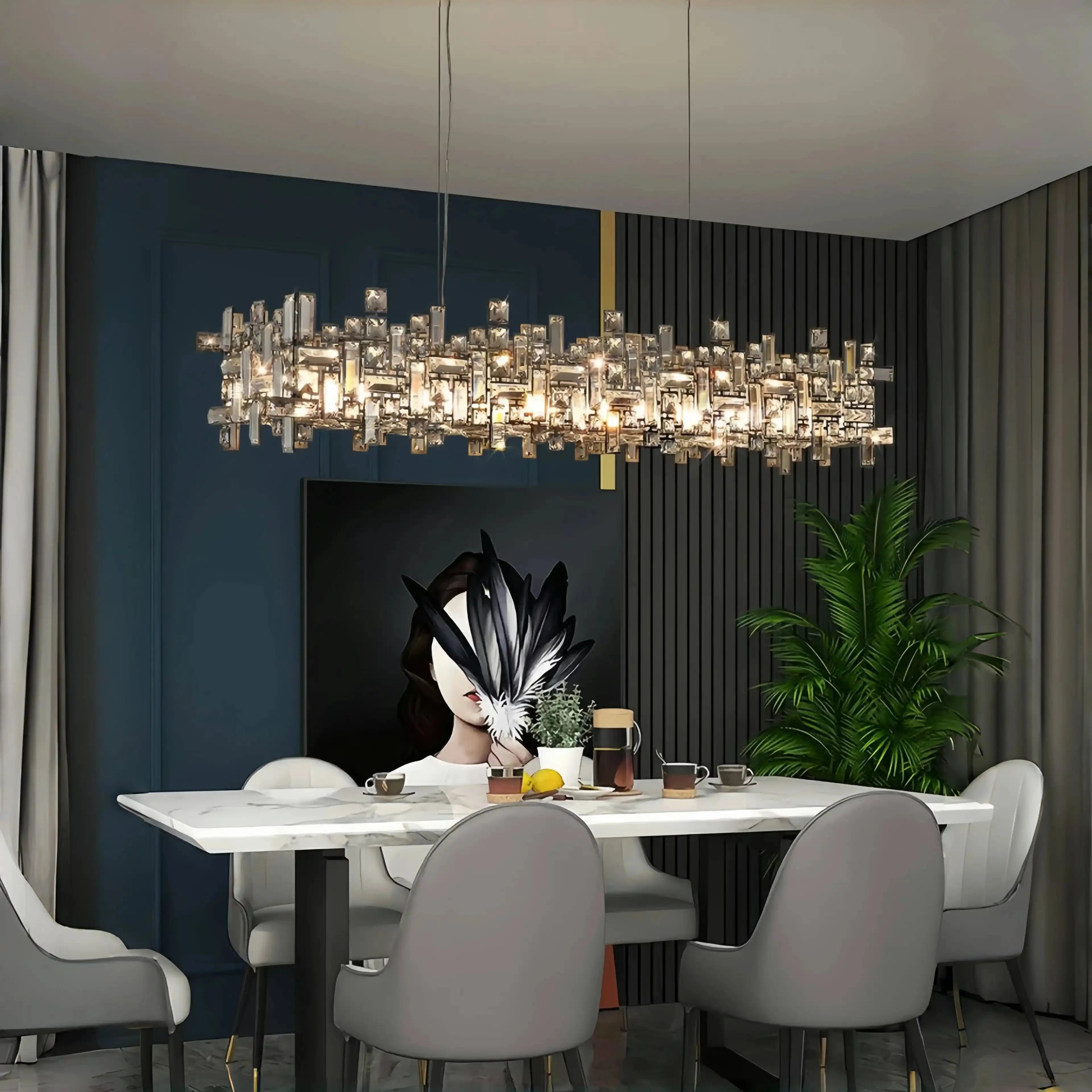 Art Irregular Block Collection Crystal Pendant Chandelier Suit for Living/Dining Room - Blushlighting