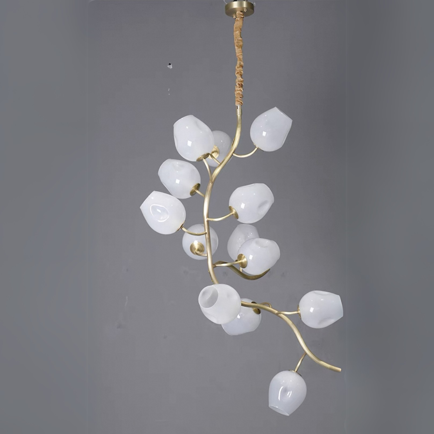 Artistic Glass Lampshade Chandelier with Branches Design for High Ceilings-Blushlighting