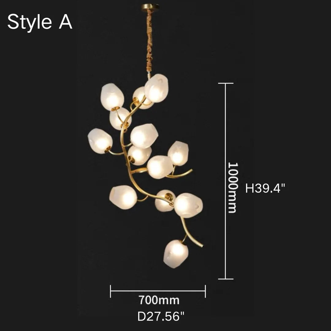 Artistic Glass Lampshade Chandelier with Branches Design for High Ceilings-Style A/13 Lights/D27.56"*H39.4"(D70cm*H100cm)-Warm Light-Blushlighting