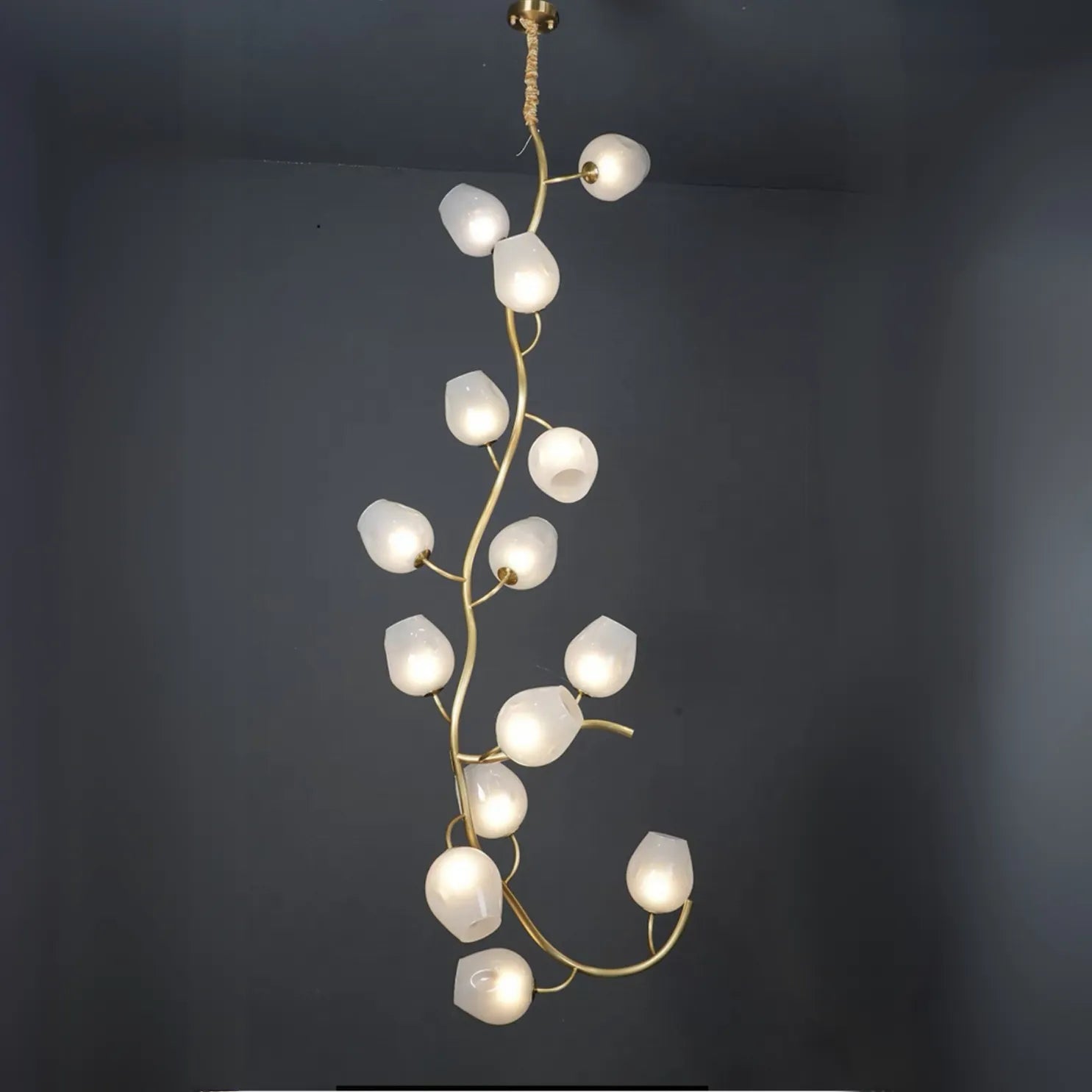 Artistic Glass Lampshade Chandelier with Branches Design for High Ceilings-Blushlighting