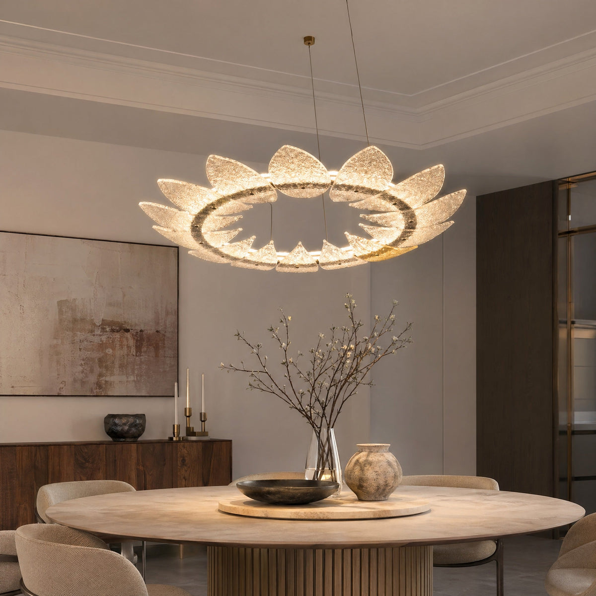 Aster Modern Glass Ring Chandelier - Ø23.6" × H39.4" (Ø60 × H100 cm)Blushlighting