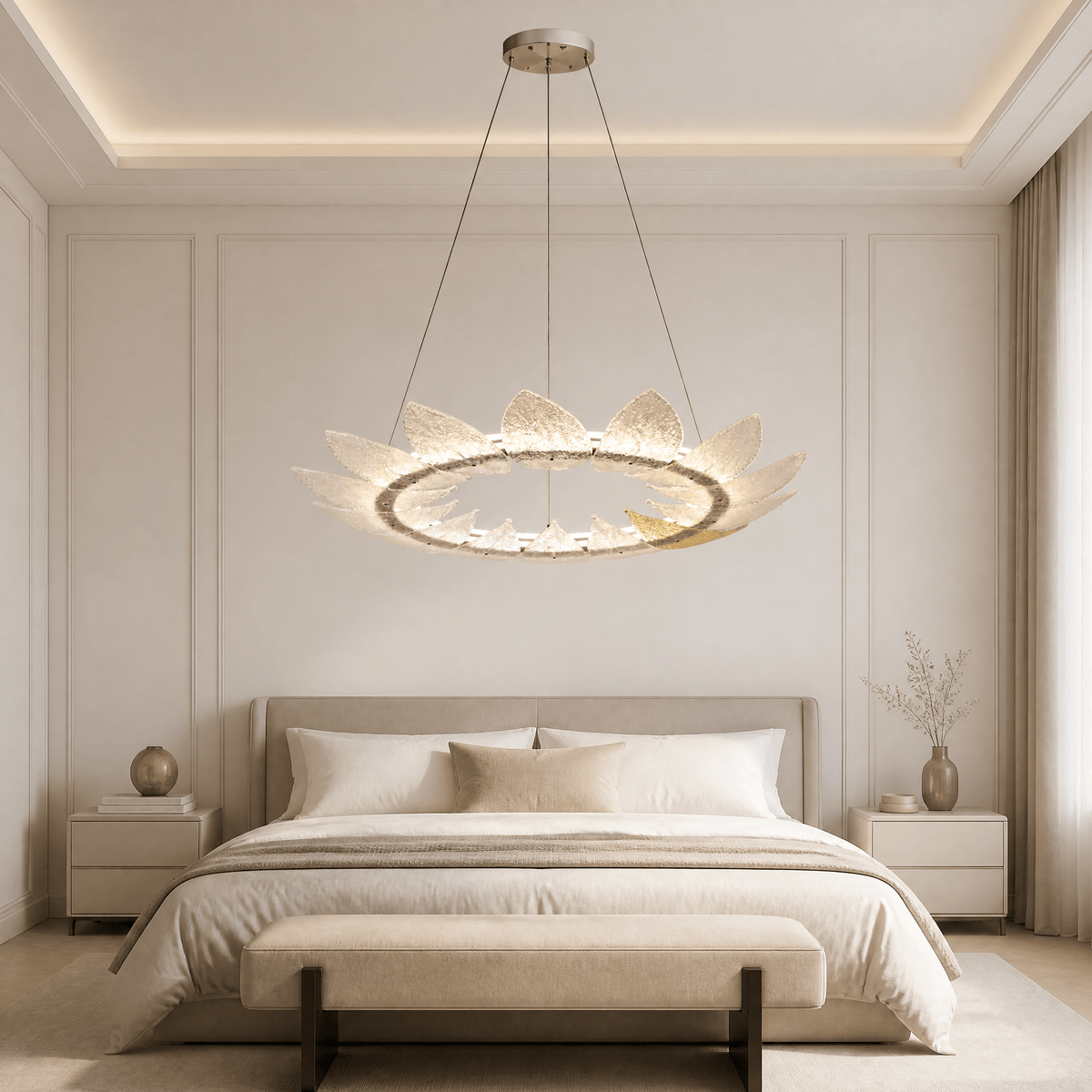 Aster Modern Glass Ring Chandelier - Ø23.6" × H39.4" (Ø60 × H100 cm)Blushlighting