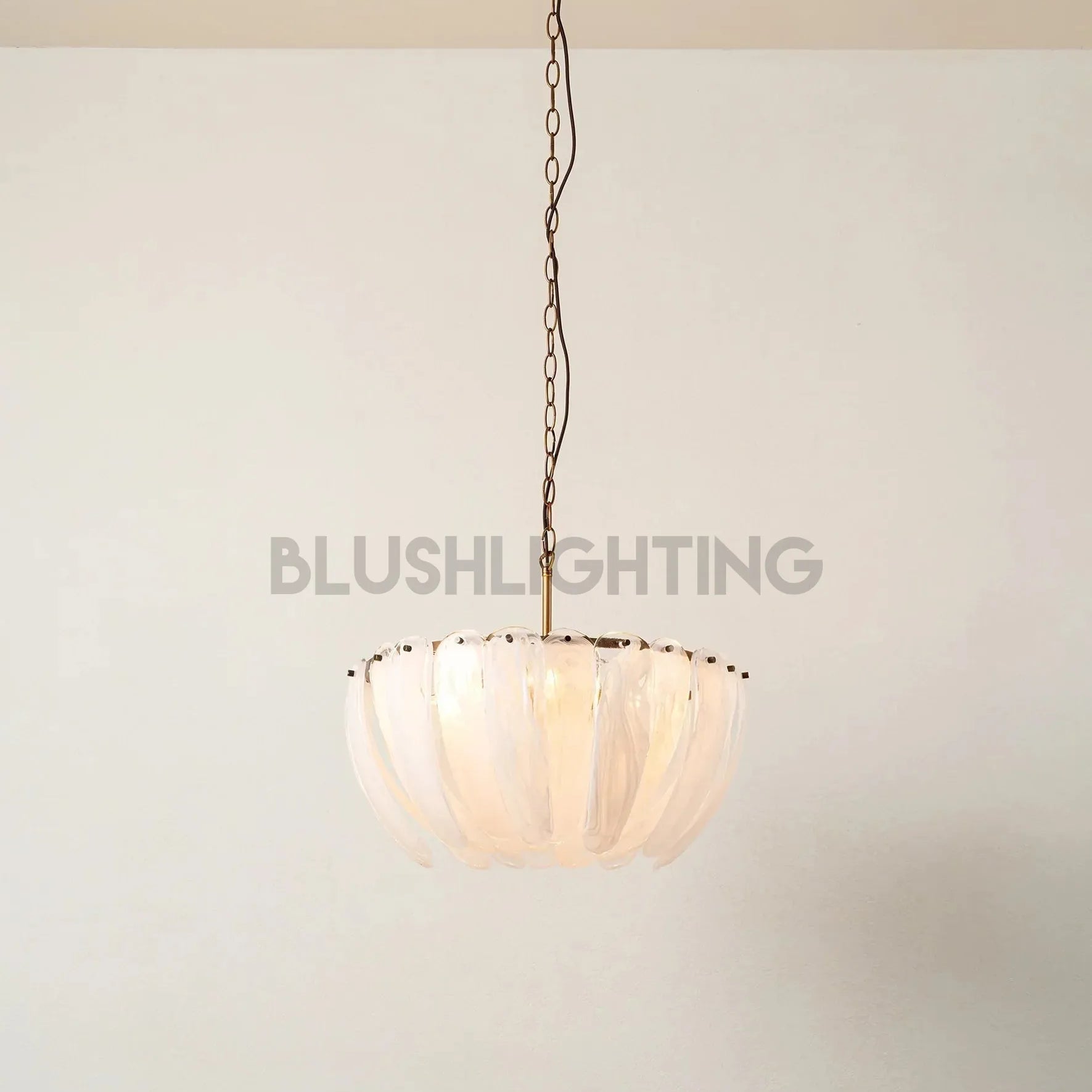 Astera - 4 light alabaster curved glass chandelier - Blushlighting
