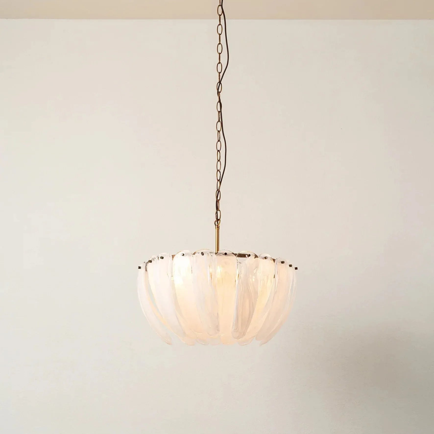 Astera - 4 light alabaster curved glass chandelier - Blushlighting