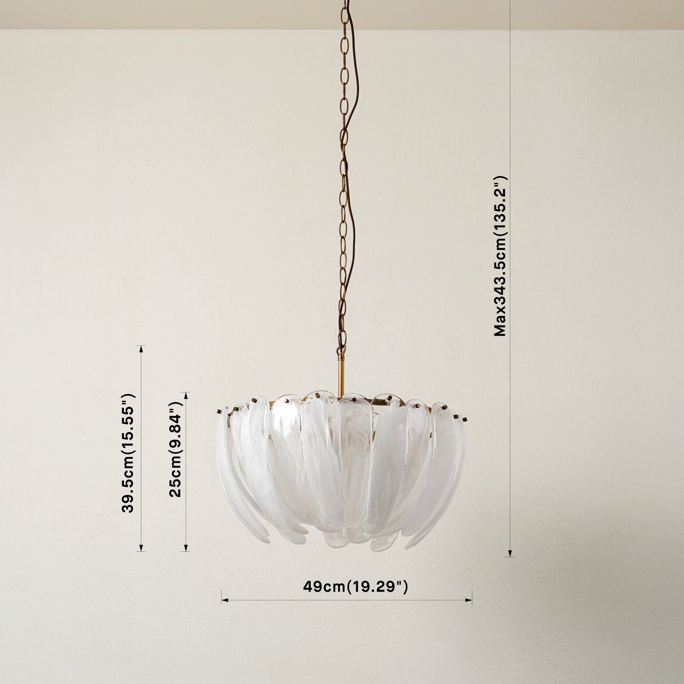 Astera - 4 light alabaster curved glass chandelier - Blushlighting