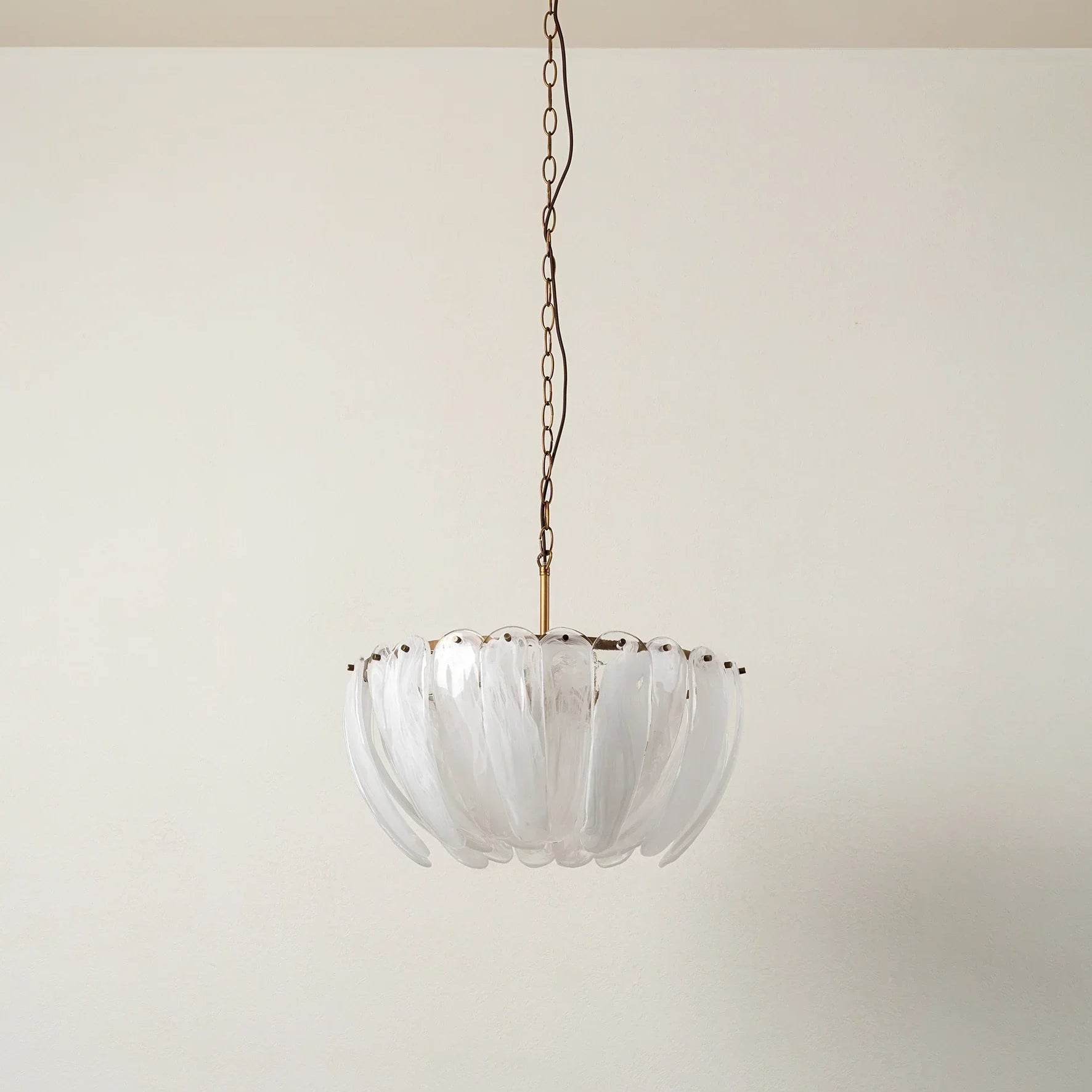 Astera - 4 light alabaster curved glass chandelier - Blushlighting