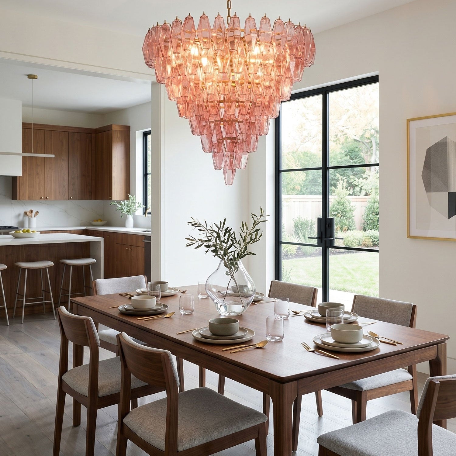 Asti Glass Chandelier - ∅ 31.9″ x H 29.5″Pink & GoldBlushlighting