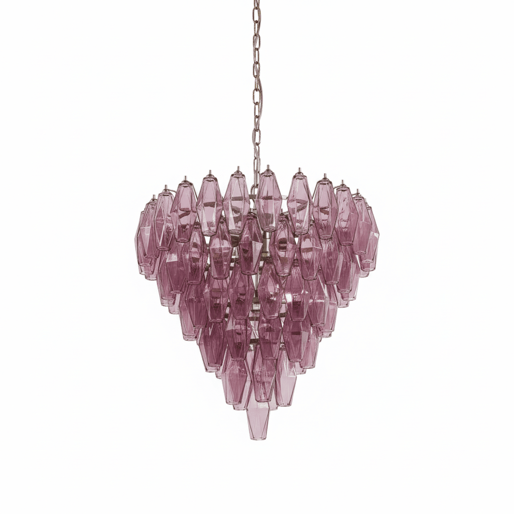 Asti Glass Chandelier - ∅ 31.9″ x H 29.5″Mauve & NickelBlushlighting