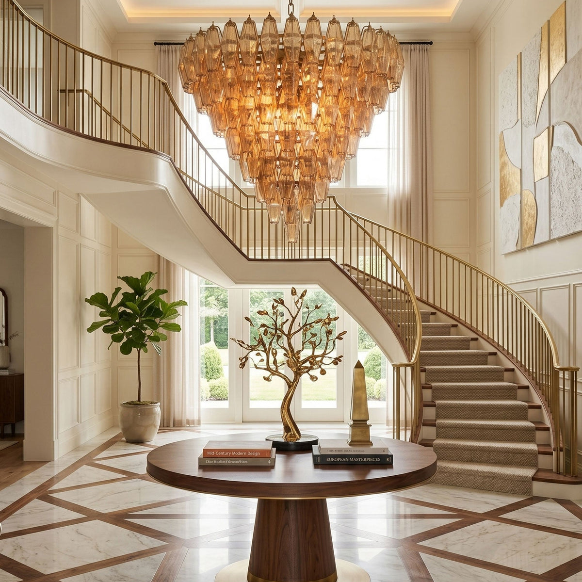 Asti Glass Chandelier - ∅ 31.9″ x H 29.5″Pink & GoldBlushlighting