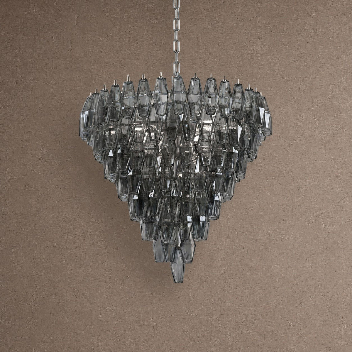 Asti Tiered Chandelier - ∅ 31.9″ x H 29.5″Smoke Gray & NickelBlushlighting
