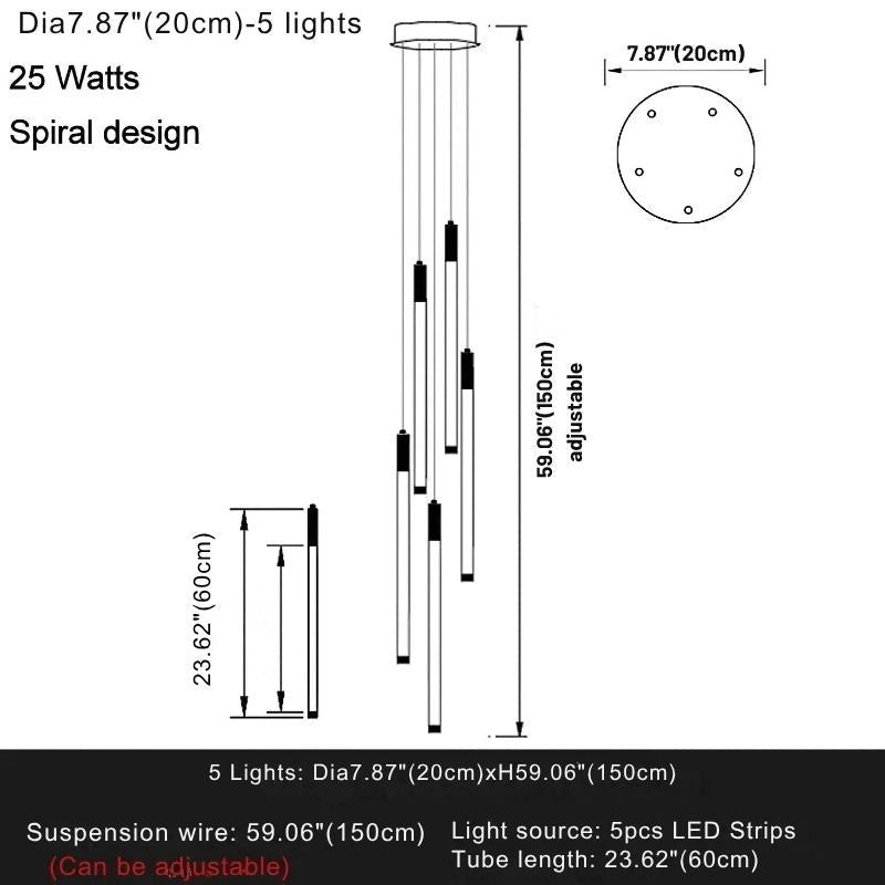 Atia Modern Long Chandelier For Staircase Black/Gold/Silver-Chandeliers-Blushlighting-Blushlighting