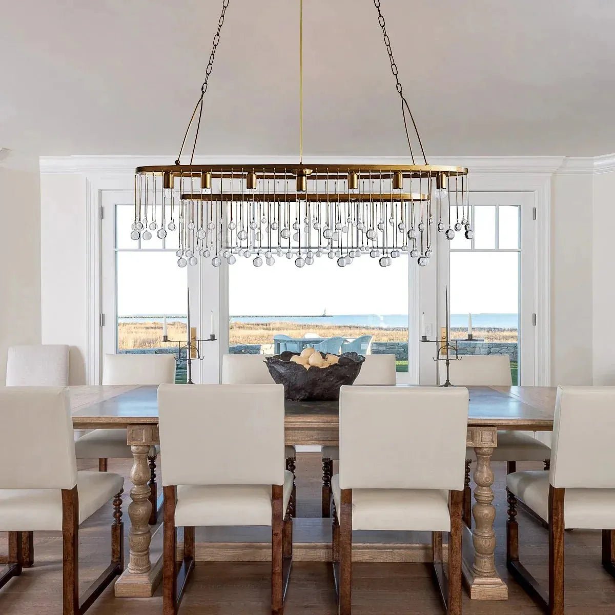Aubrey 7 Light Oval Chandelier - BrassBlushlighting