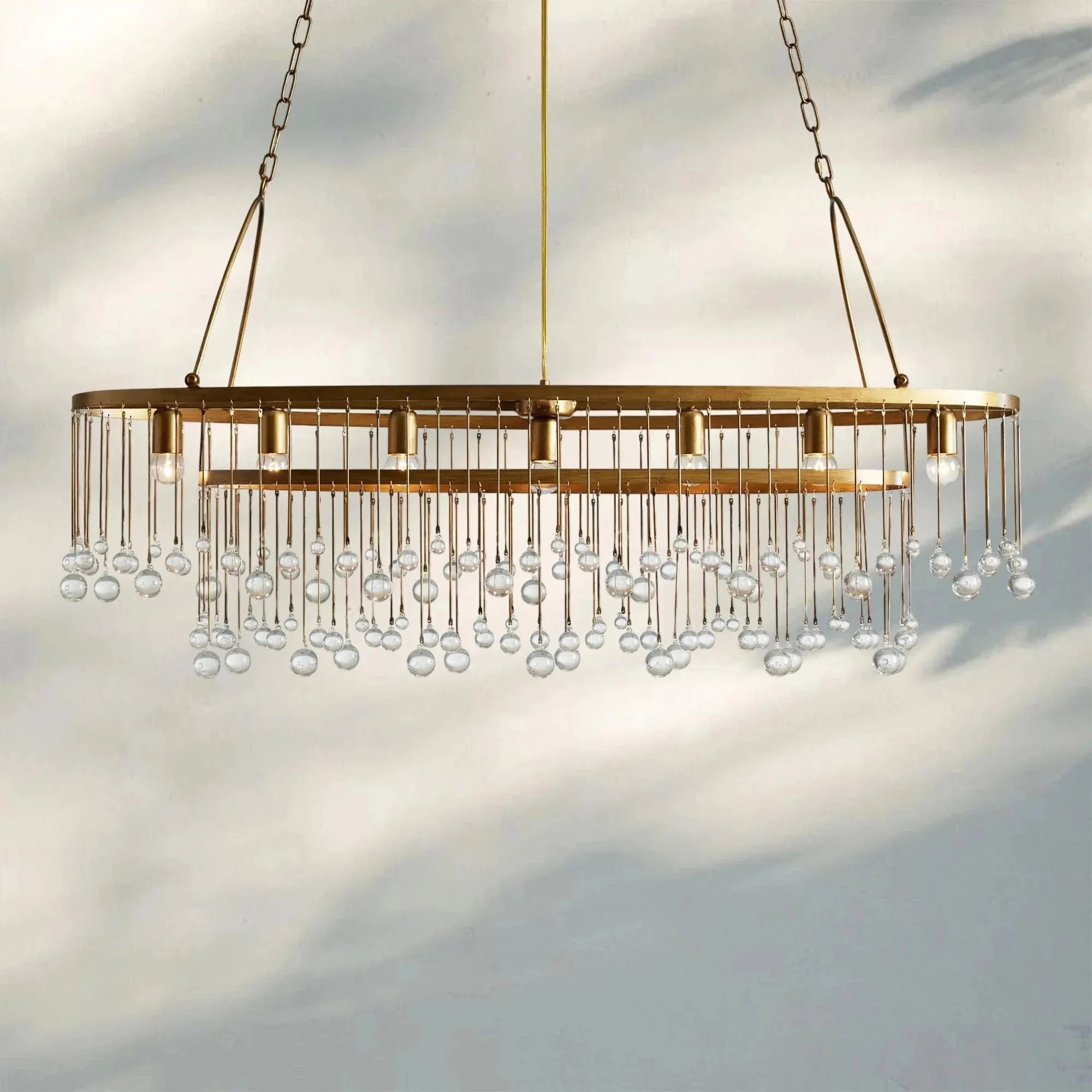 Aubrey 7 Light Oval Chandelier - BrassBlushlighting