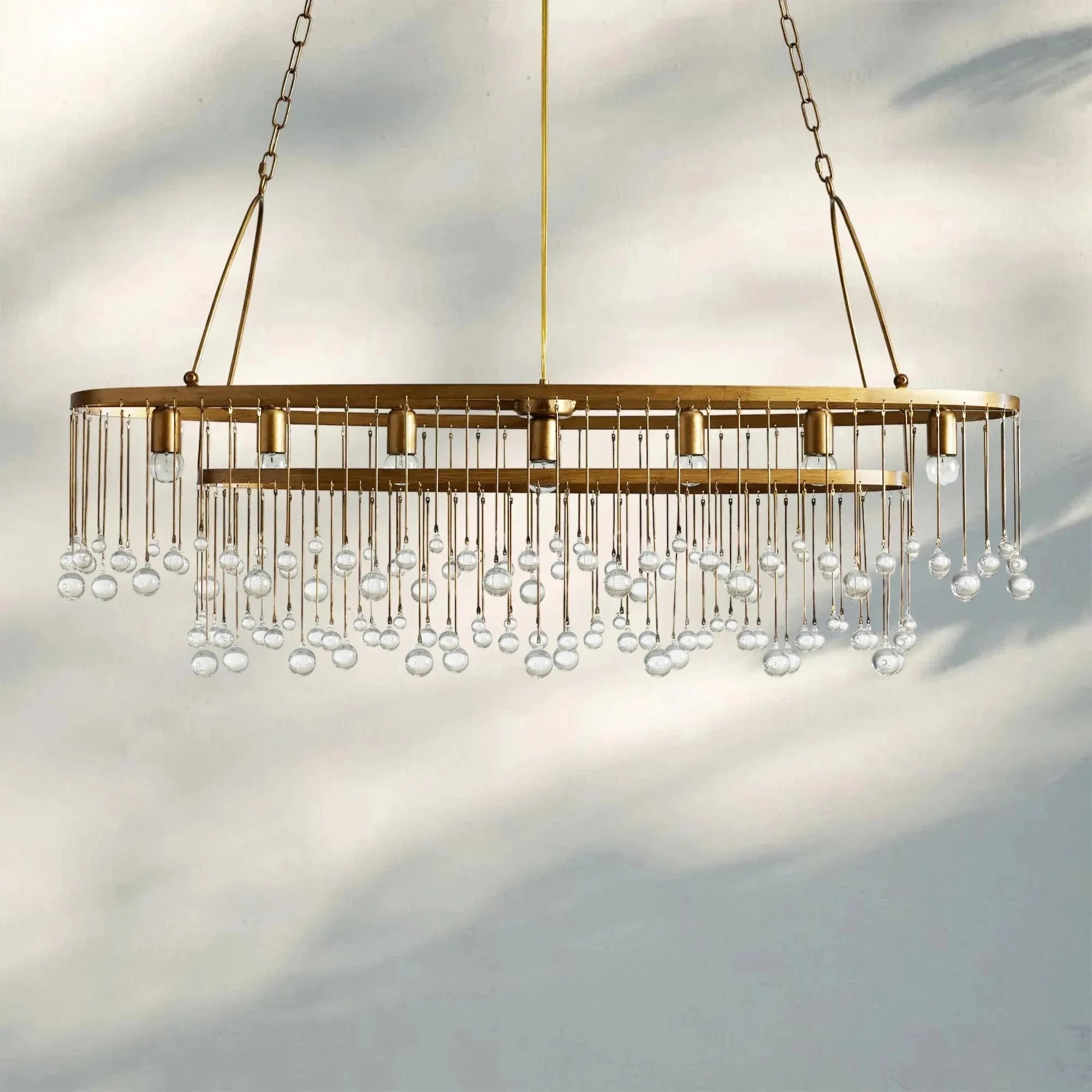 Aubrey 7 Light Oval Chandelier - BrassBlushlighting