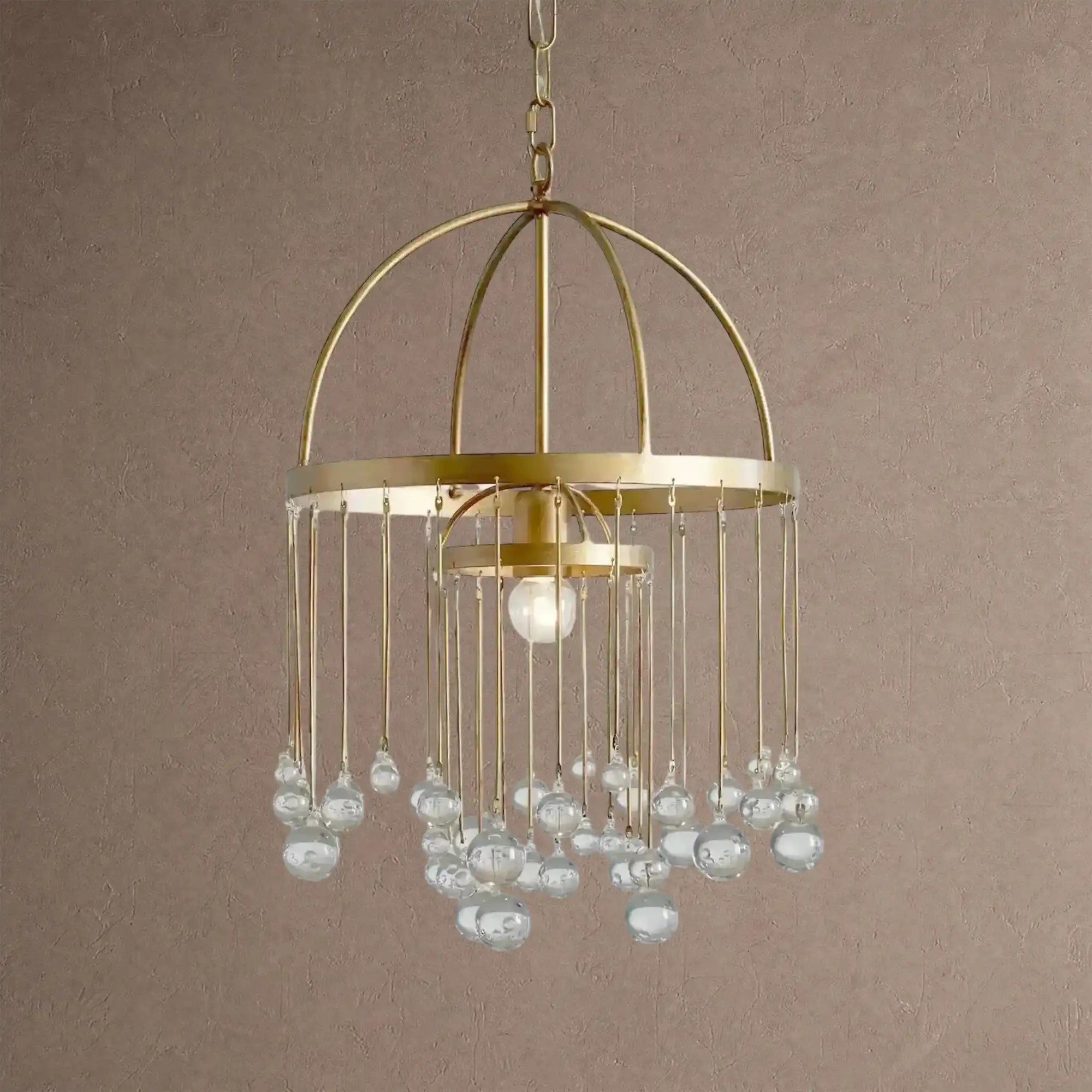 Aubrey Modern Crystal Ball Pendant Lamp - BrassBlushlighting