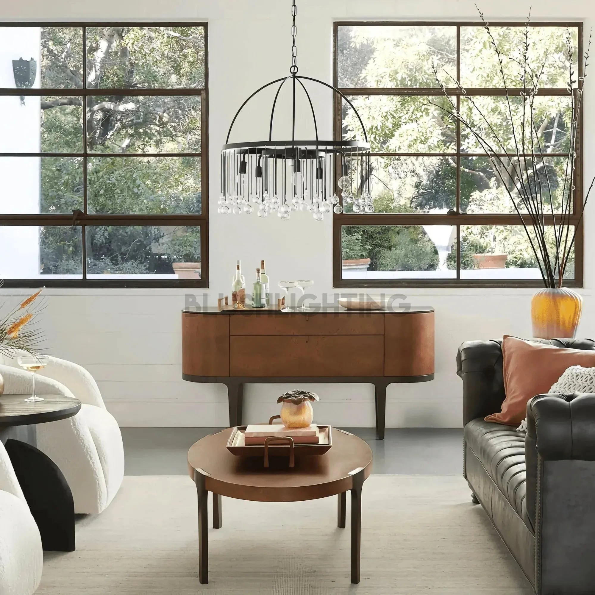 Aubrey Round Chandelier - 2 - Tier 5 - LightBrassBlushlighting