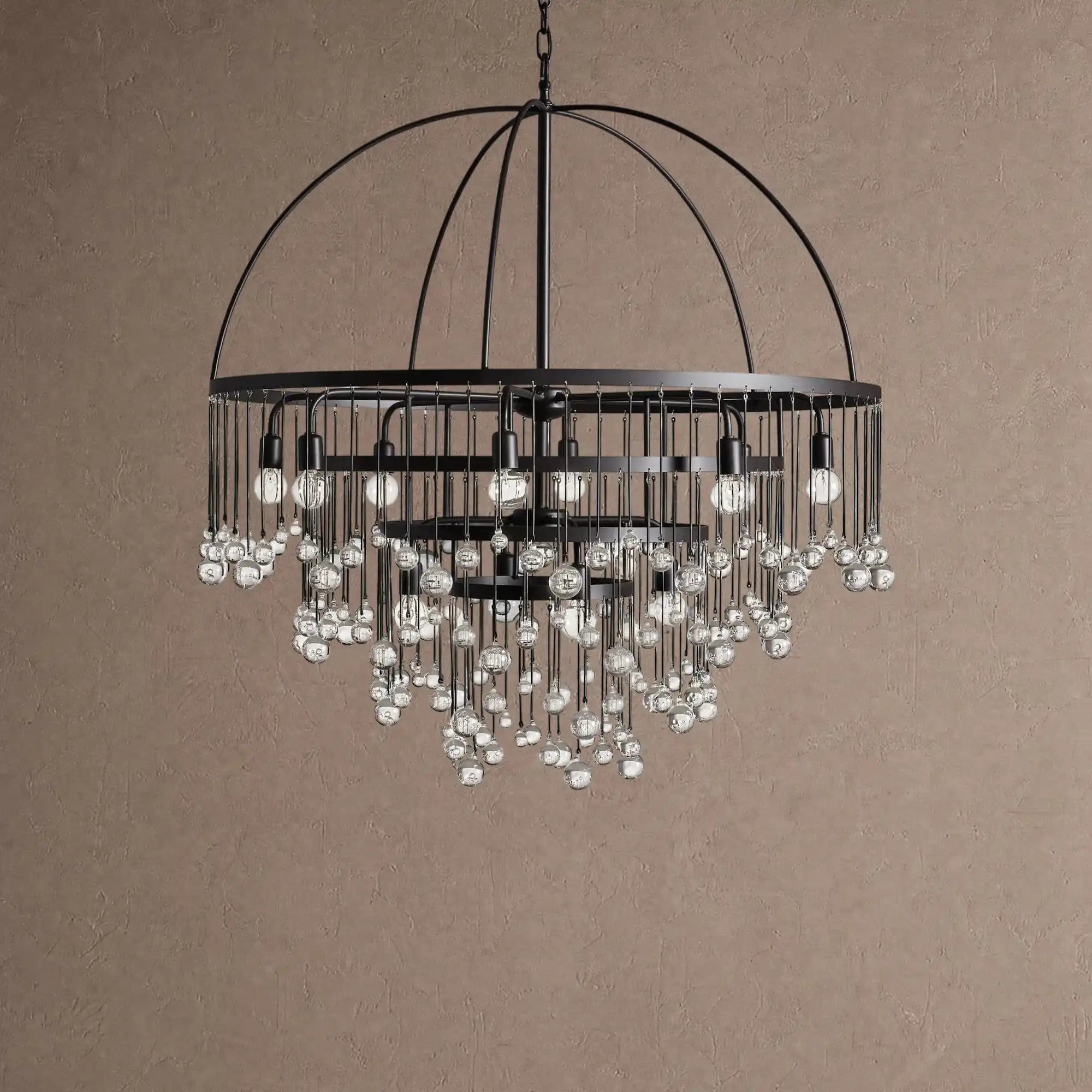 Aubrey Round Chandelier - 4-Tier 8-LightBlackBlushlighting