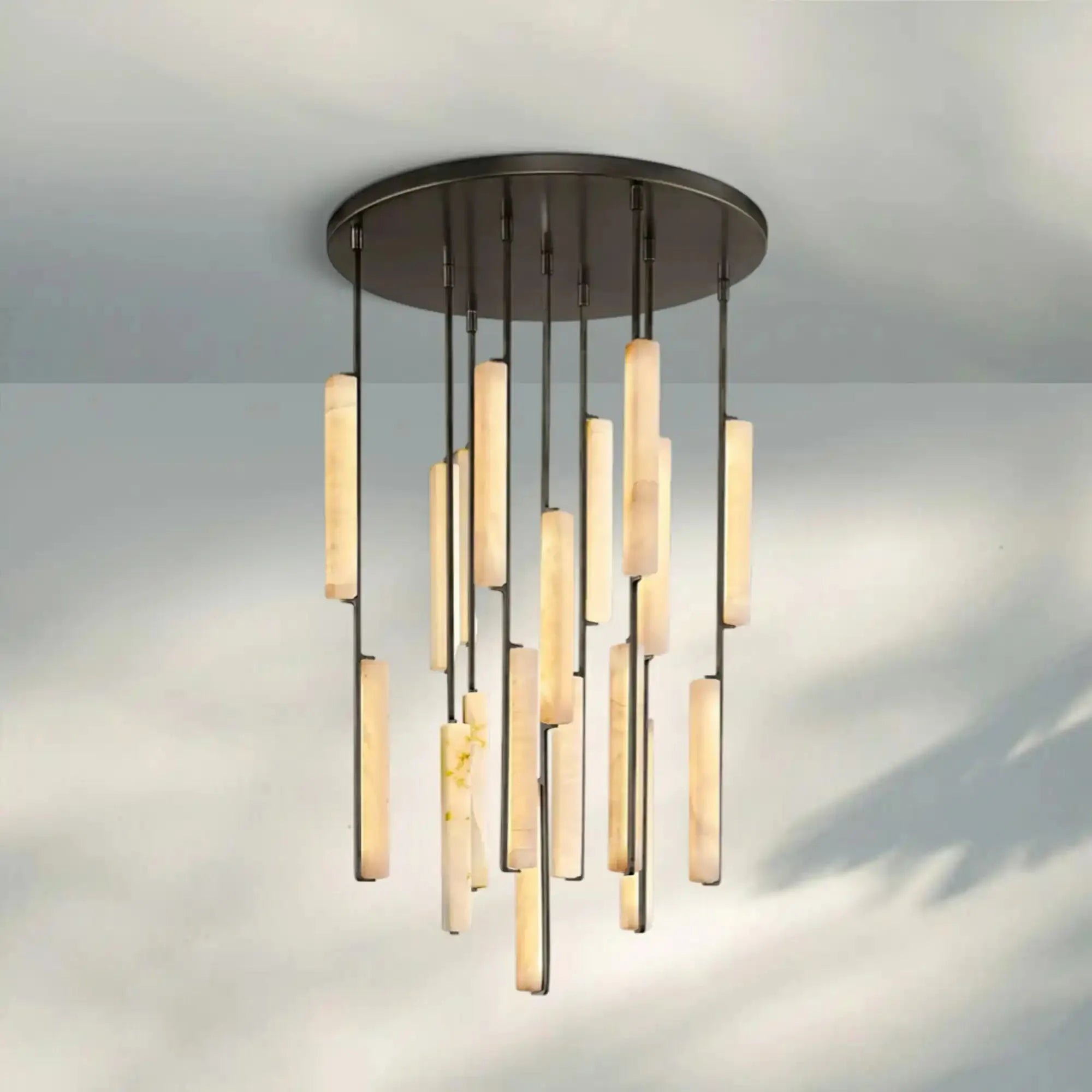 Auduban Alabaster Round Chandelier 24'' 40'' 56''-40‘’-Bronze-