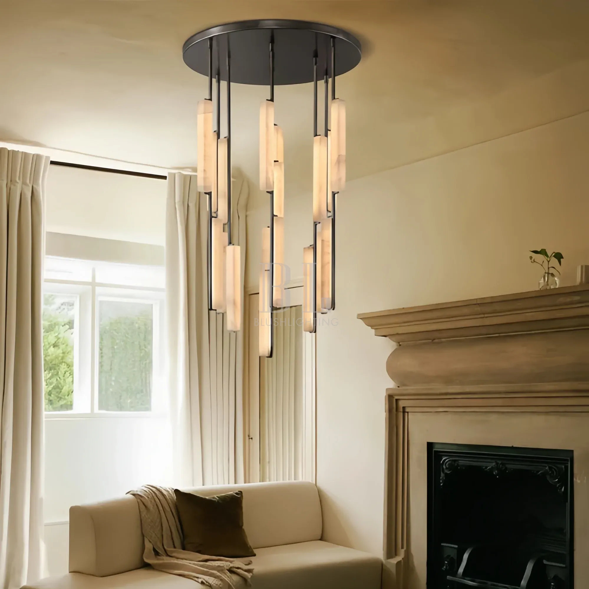 Auduban Alabaster Round Chandelier 24'' 40'' 56''-