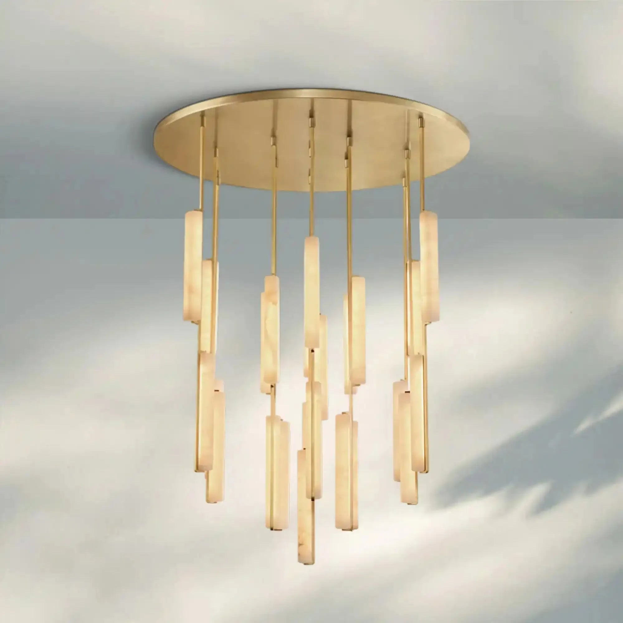 Auduban Alabaster Round Chandelier 24'' 40'' 56''-