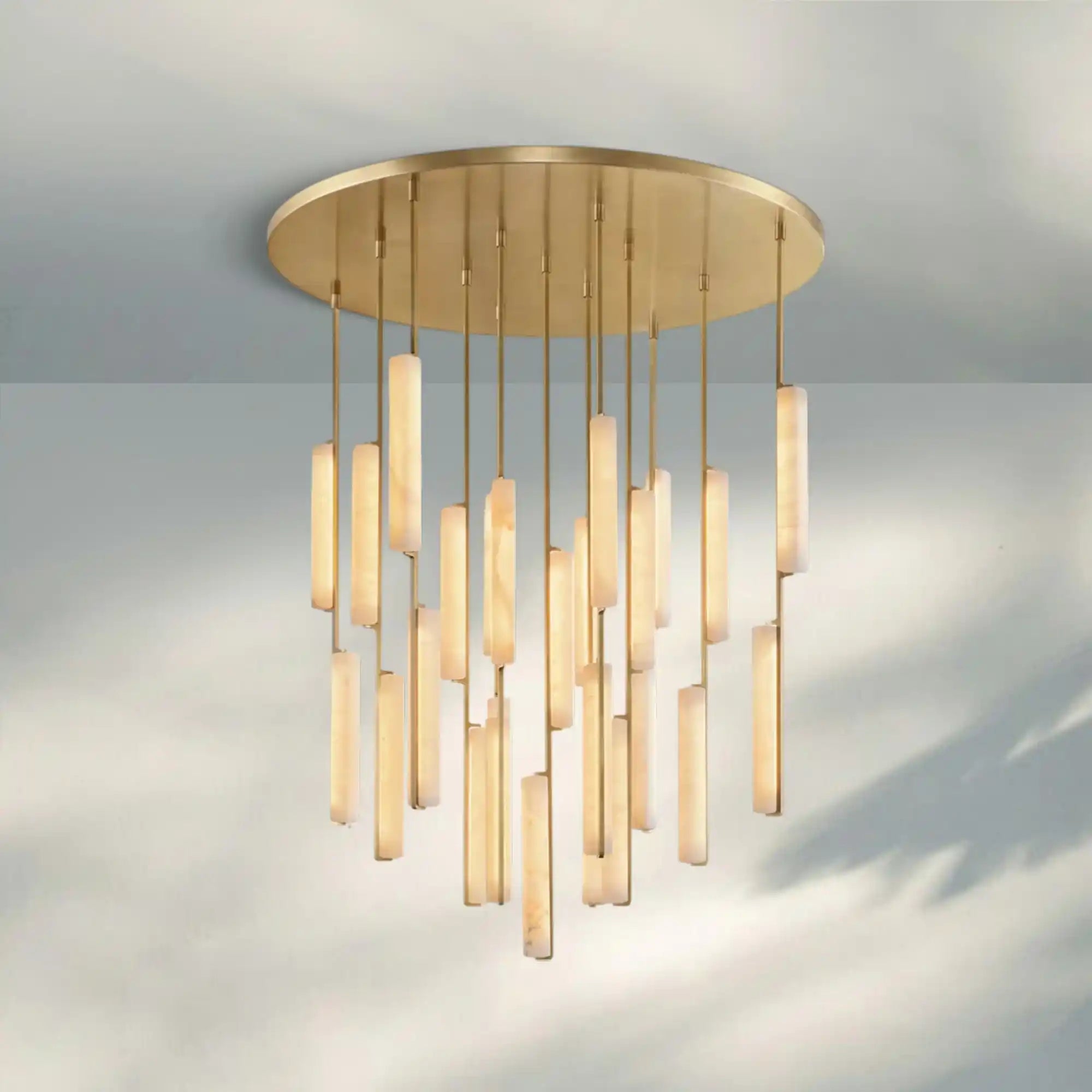 Auduban Alabaster Round Chandelier 24'' 40'' 56''-
