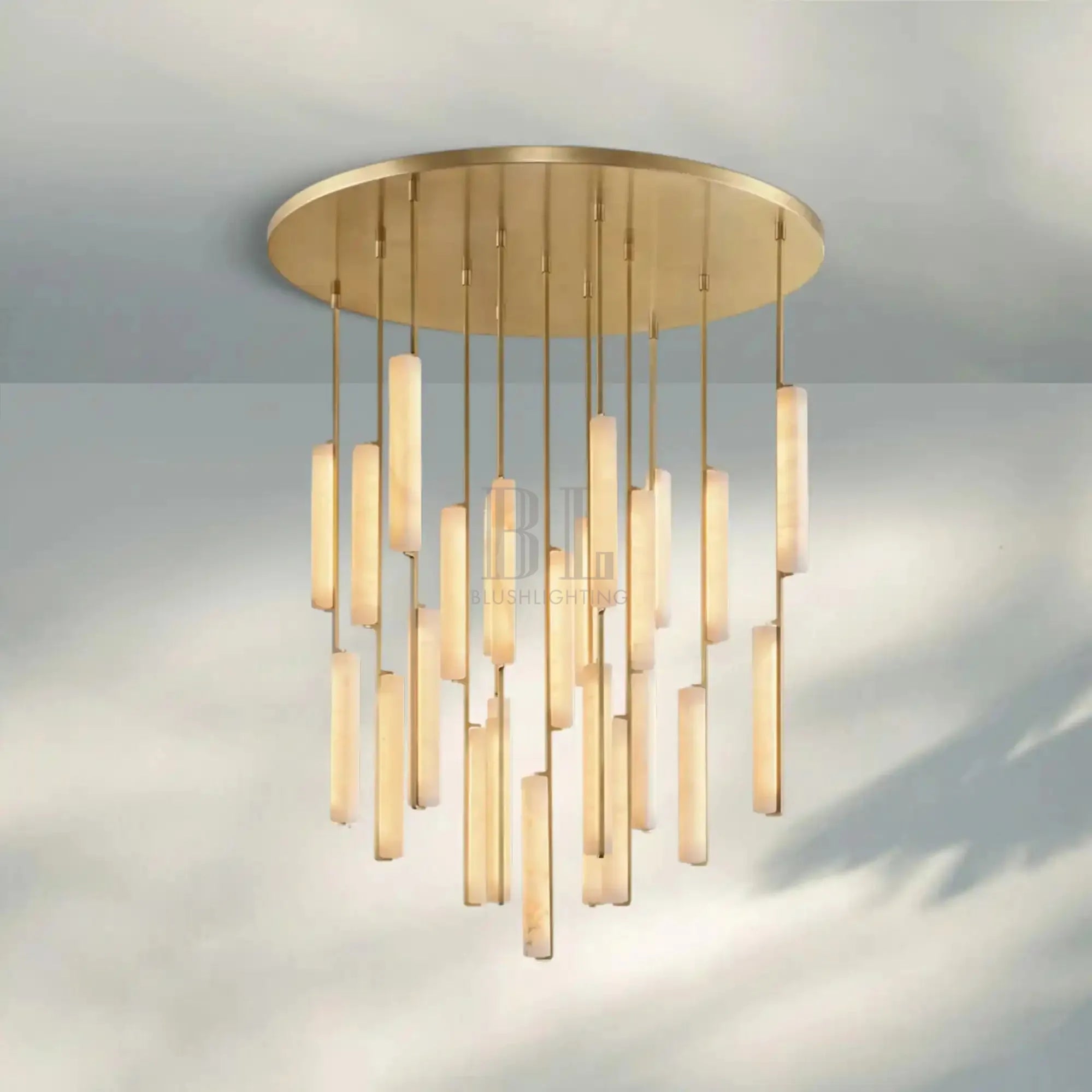 Auduban Alabaster Round Chandelier 24'' 40'' 56''-
