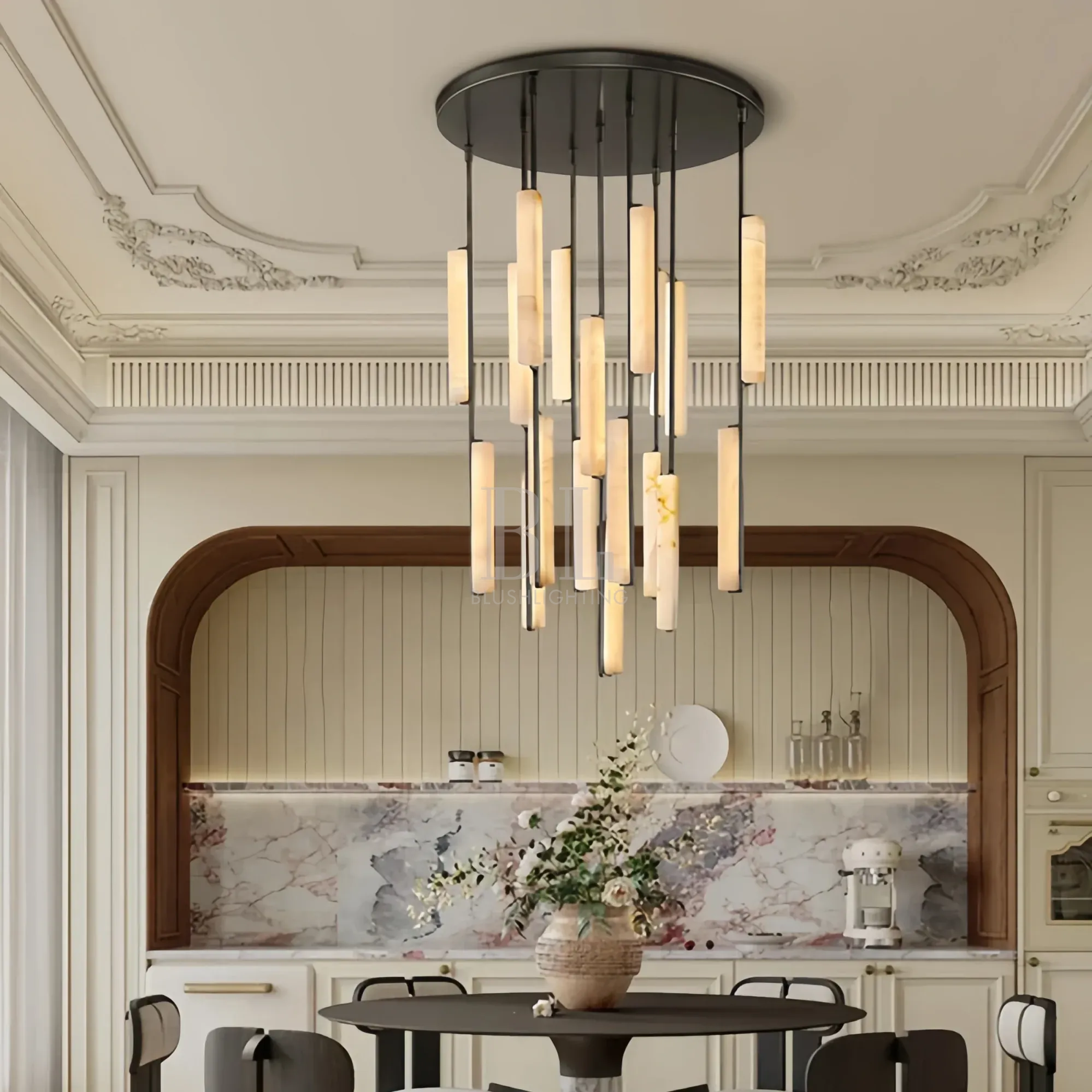 Auduban Alabaster Round Chandelier 24'' 40'' 56''-