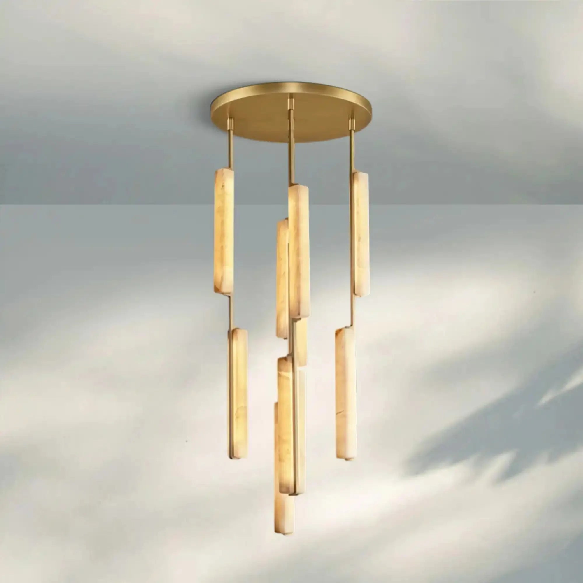 Auduban Alabaster Round Chandelier 24'' 40'' 56''-