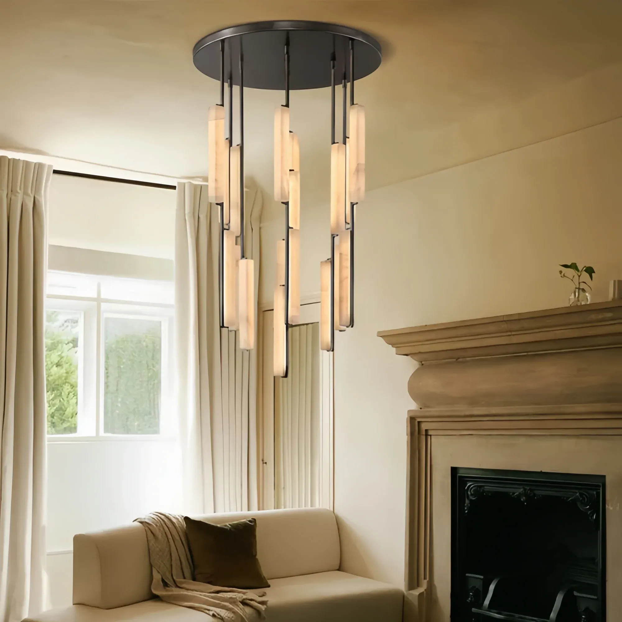 Auduban Alabaster Round Chandelier 24'' 40'' 56''-