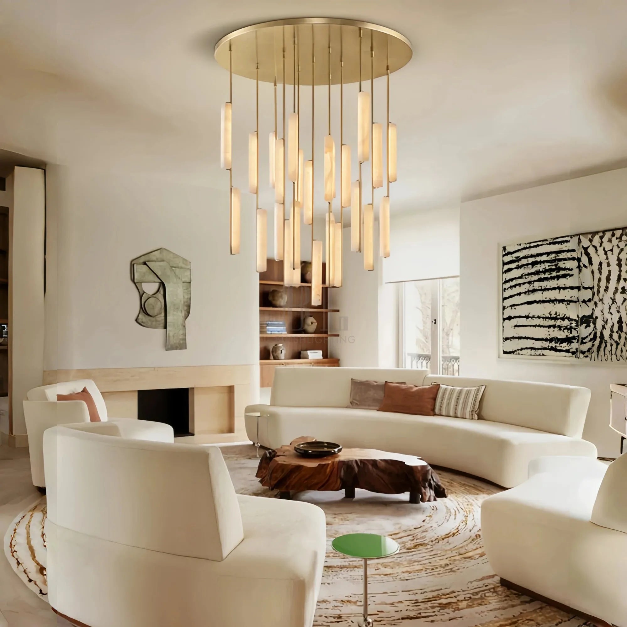 Auduban Alabaster Round Chandelier 24'' 40'' 56''-