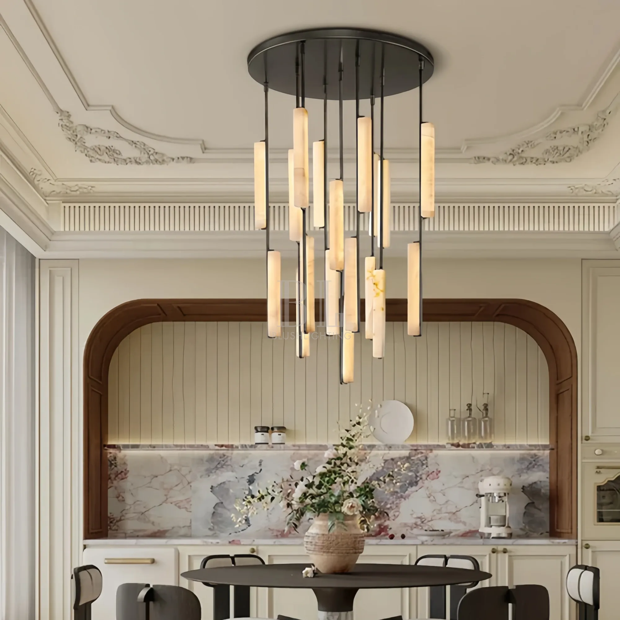 Auduban Alabaster Round Chandelier 24'' 40'' 56''-