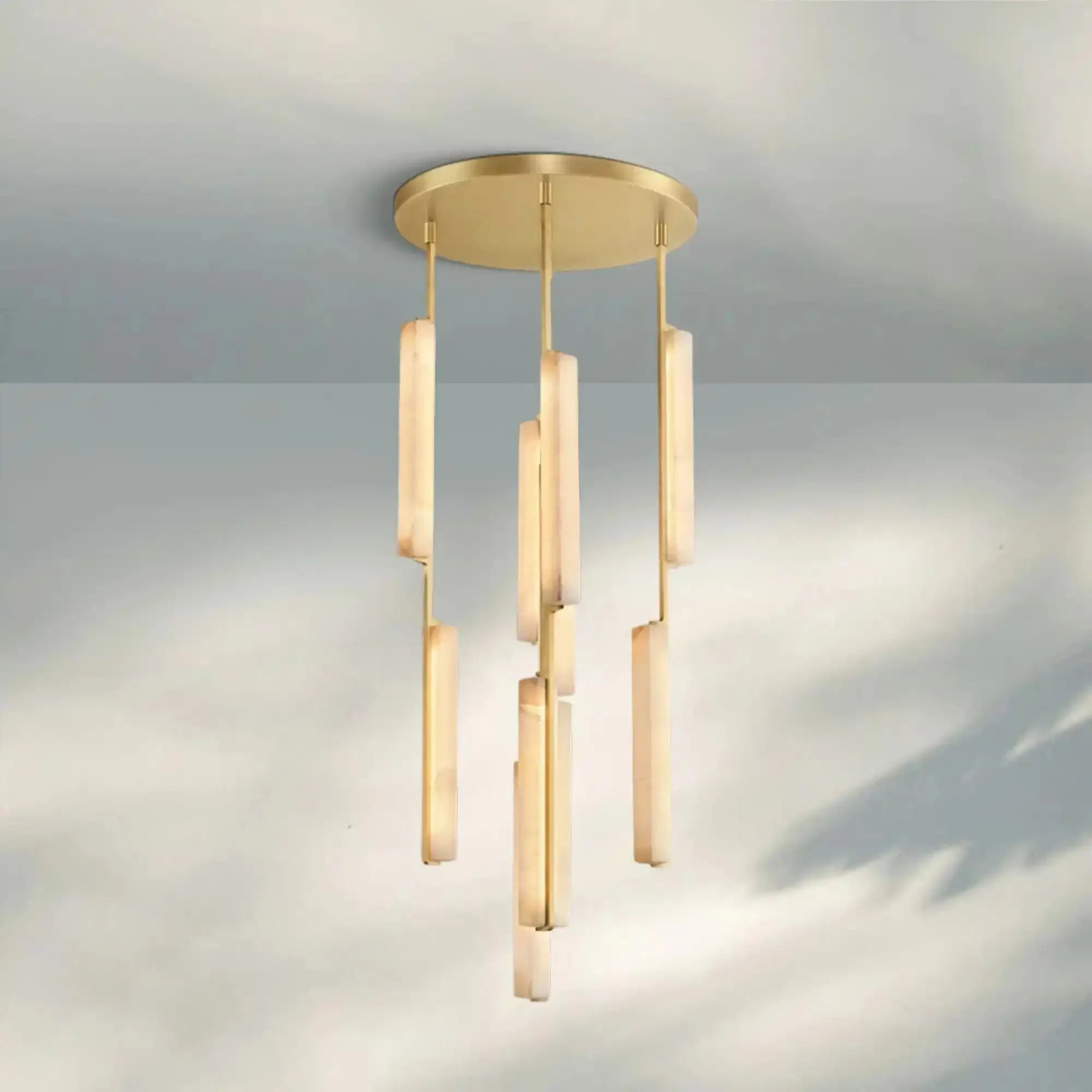 Auduban Alabaster Round Chandelier 24'' 40'' 56''-24‘’-Brass-