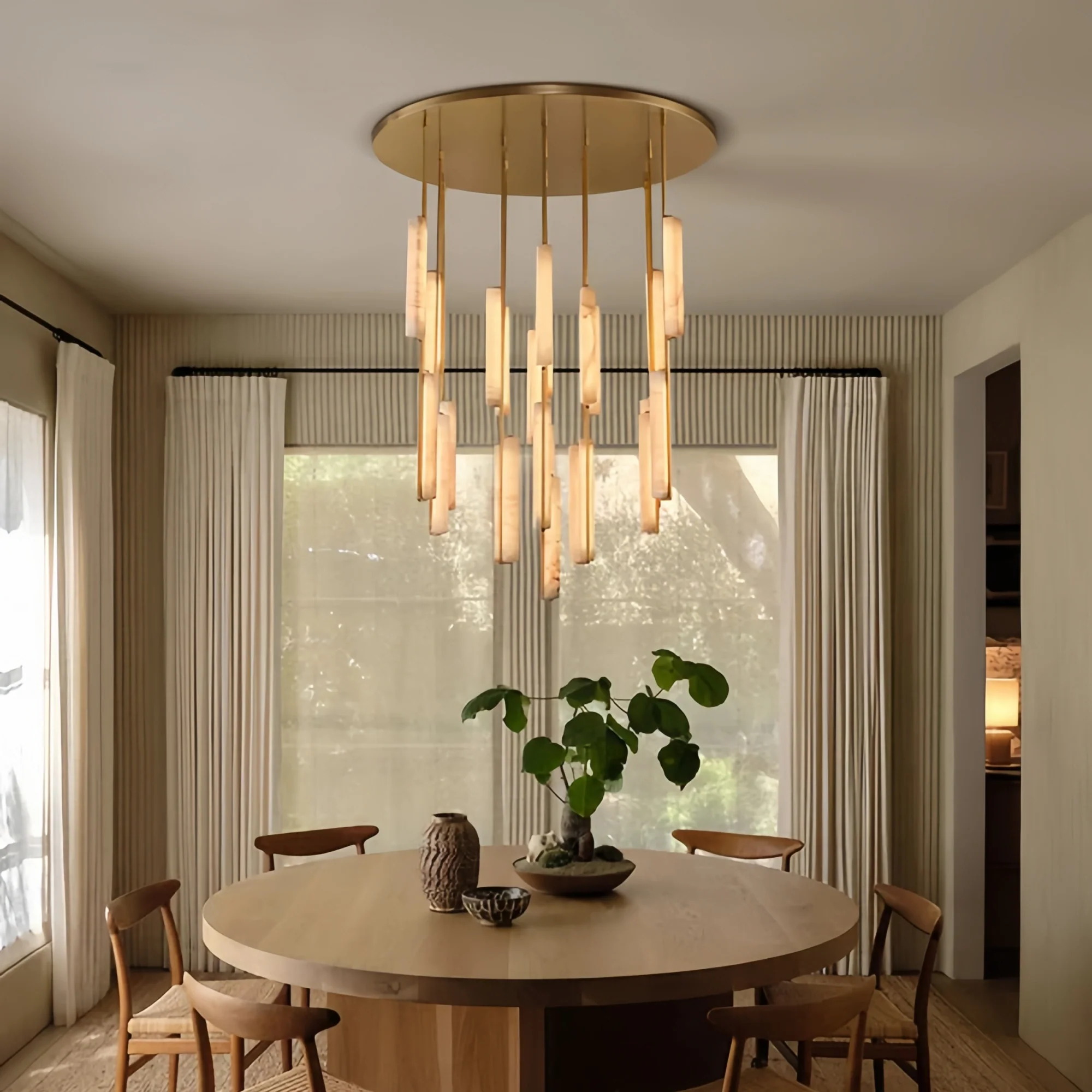 Auduban Alabaster Round Chandelier 24'' 40'' 56''-