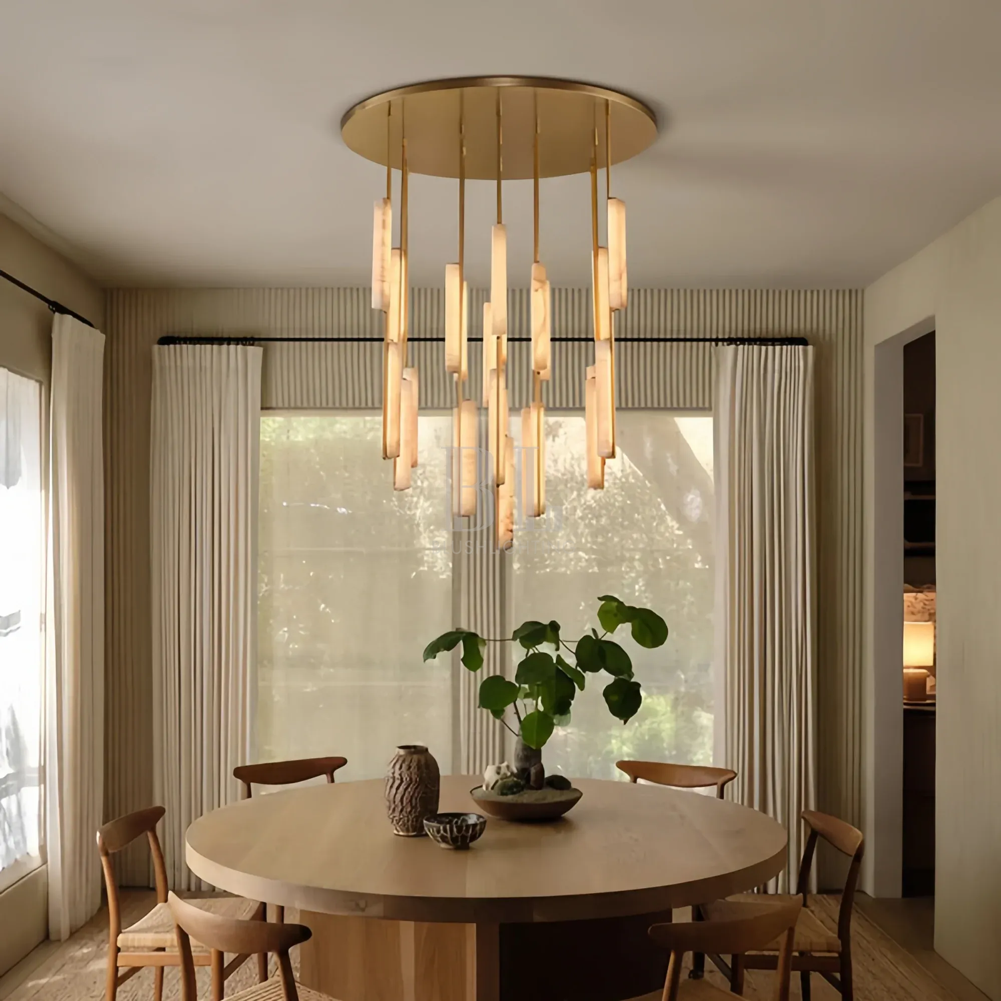 Auduban Alabaster Round Chandelier 24'' 40'' 56''-