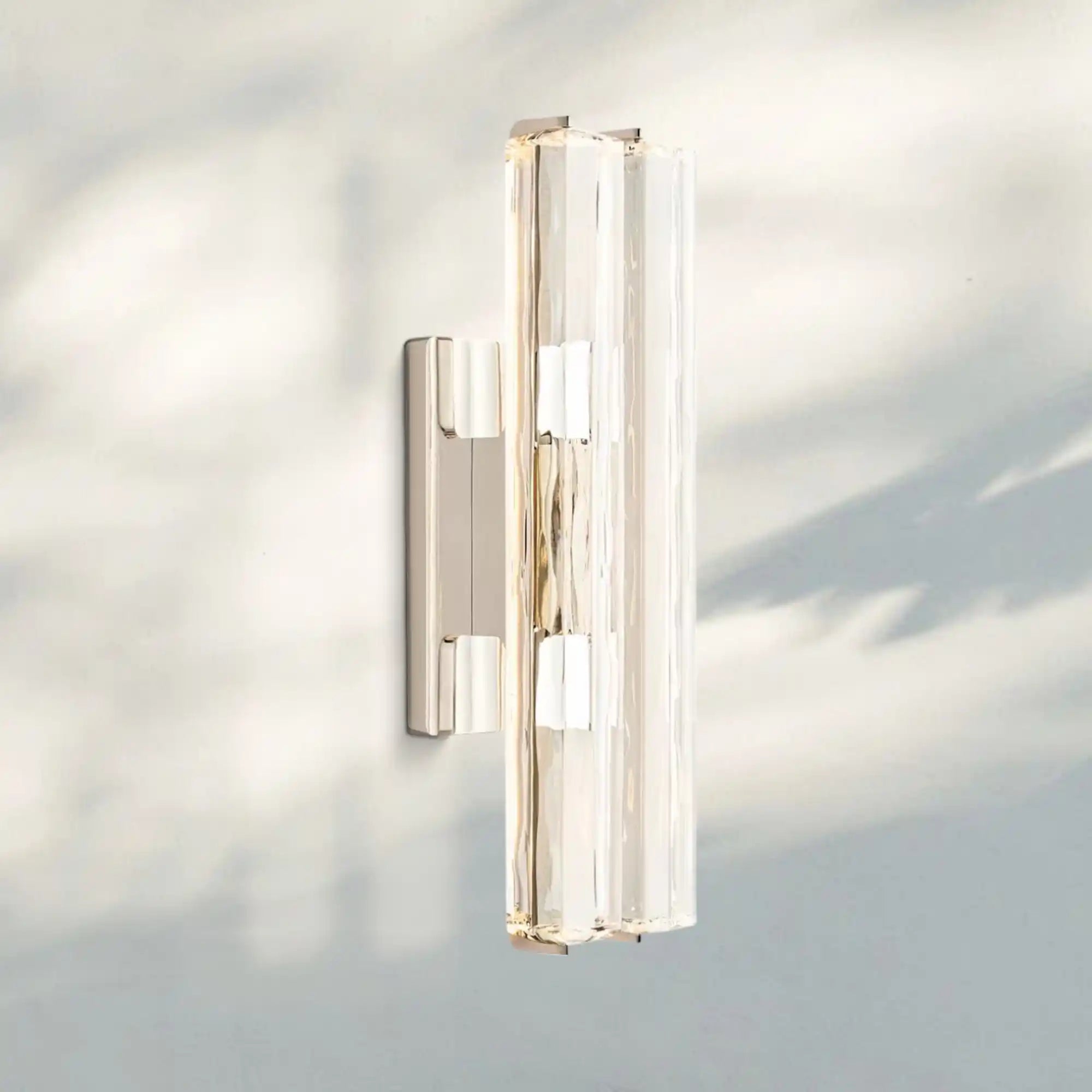 Auduban Crystal Double Wall Sconce-19''-Polished Nickel-