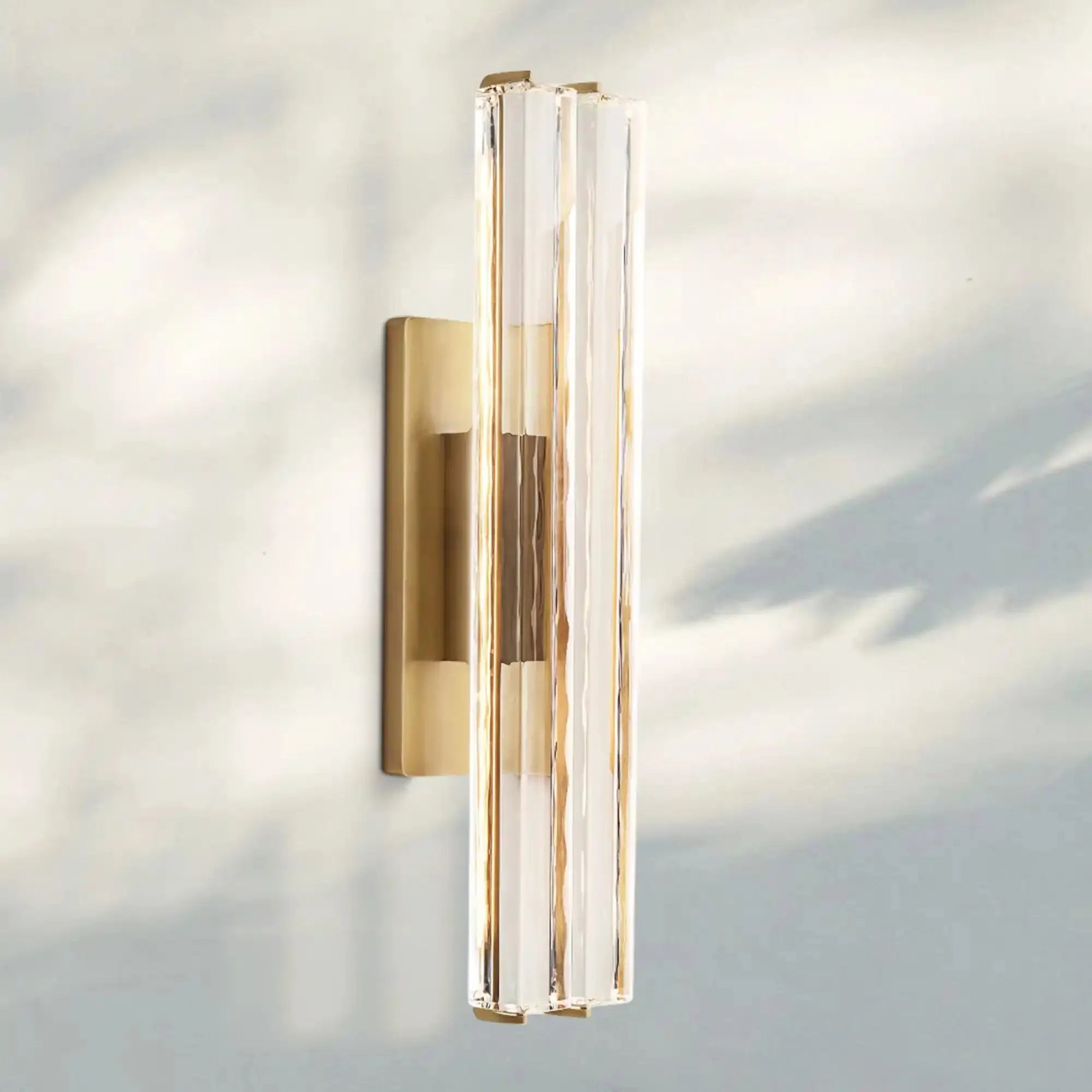 Auduban Crystal Double Wall Sconce-25''-Lacquered Burnished Brass-