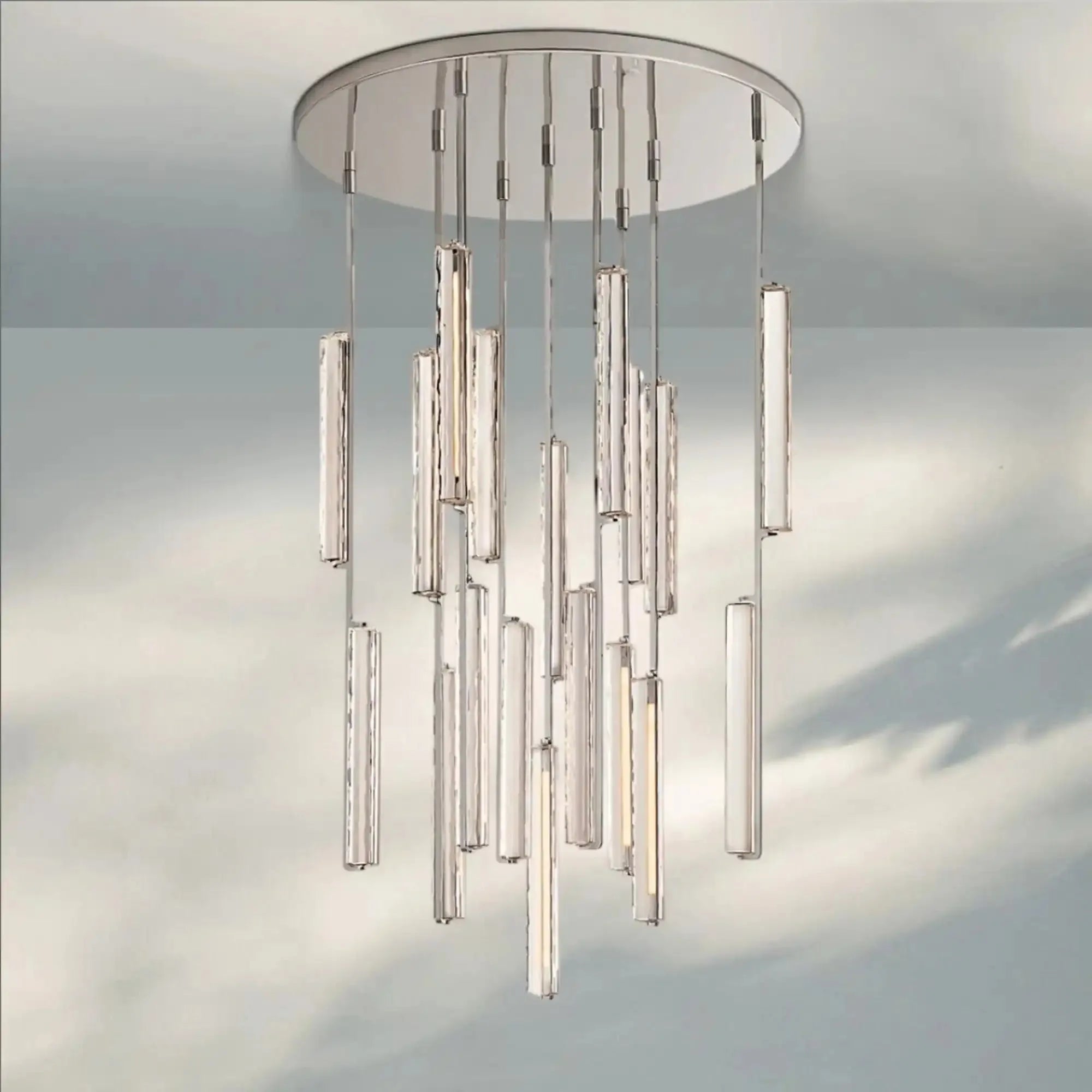 Auduban Crystal Round Chandelier 24‘’ 40‘’ 56‘’-40"-Nickel-