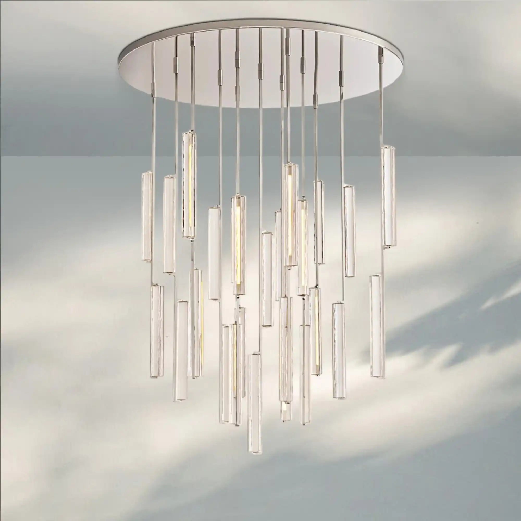 Auduban Crystal Round Chandelier 24‘’ 40‘’ 56‘’-56"-Nickel-