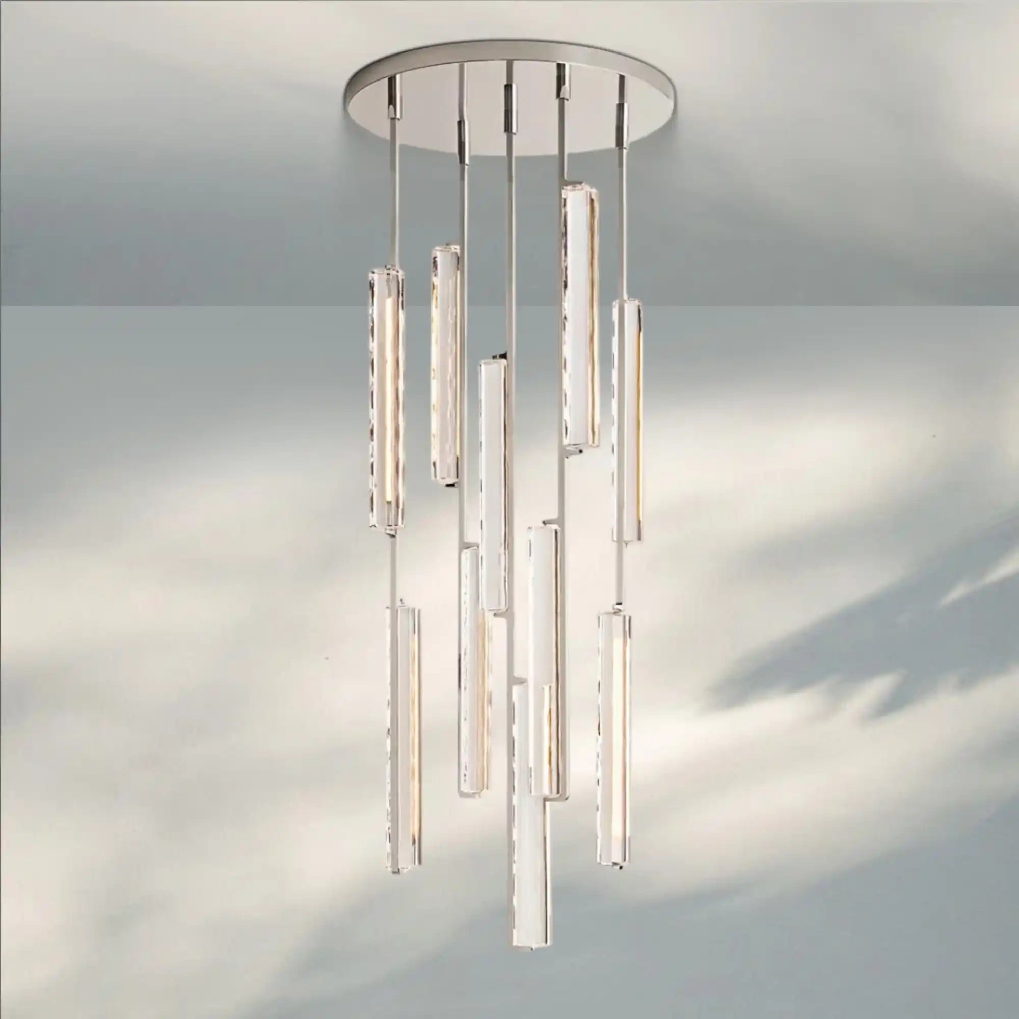 Auduban Crystal Round Chandelier 24‘’ 40‘’ 56‘’-24"-Nickel-