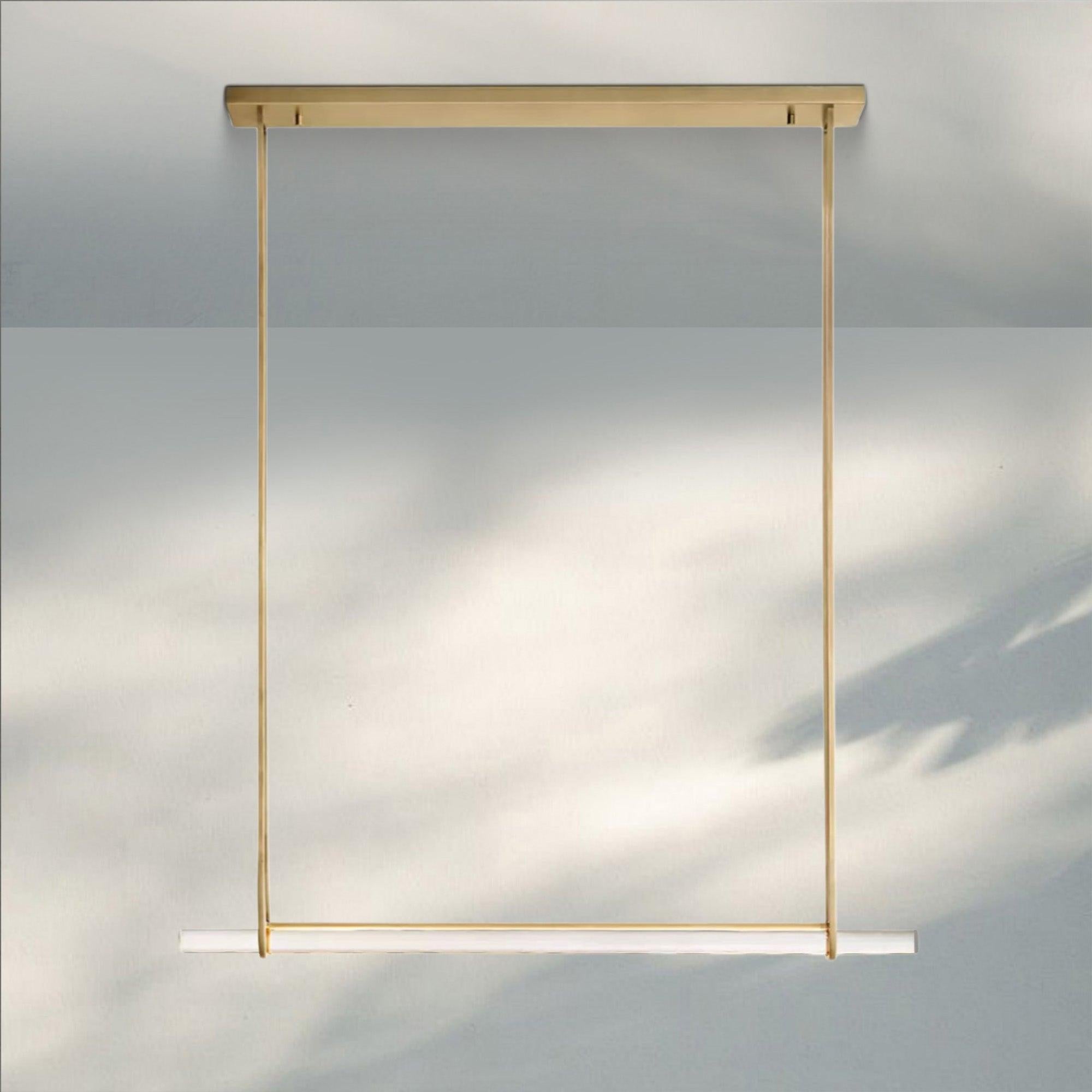 Auduban Crystal Single Bar Linear Chandelier-60''-Brass-