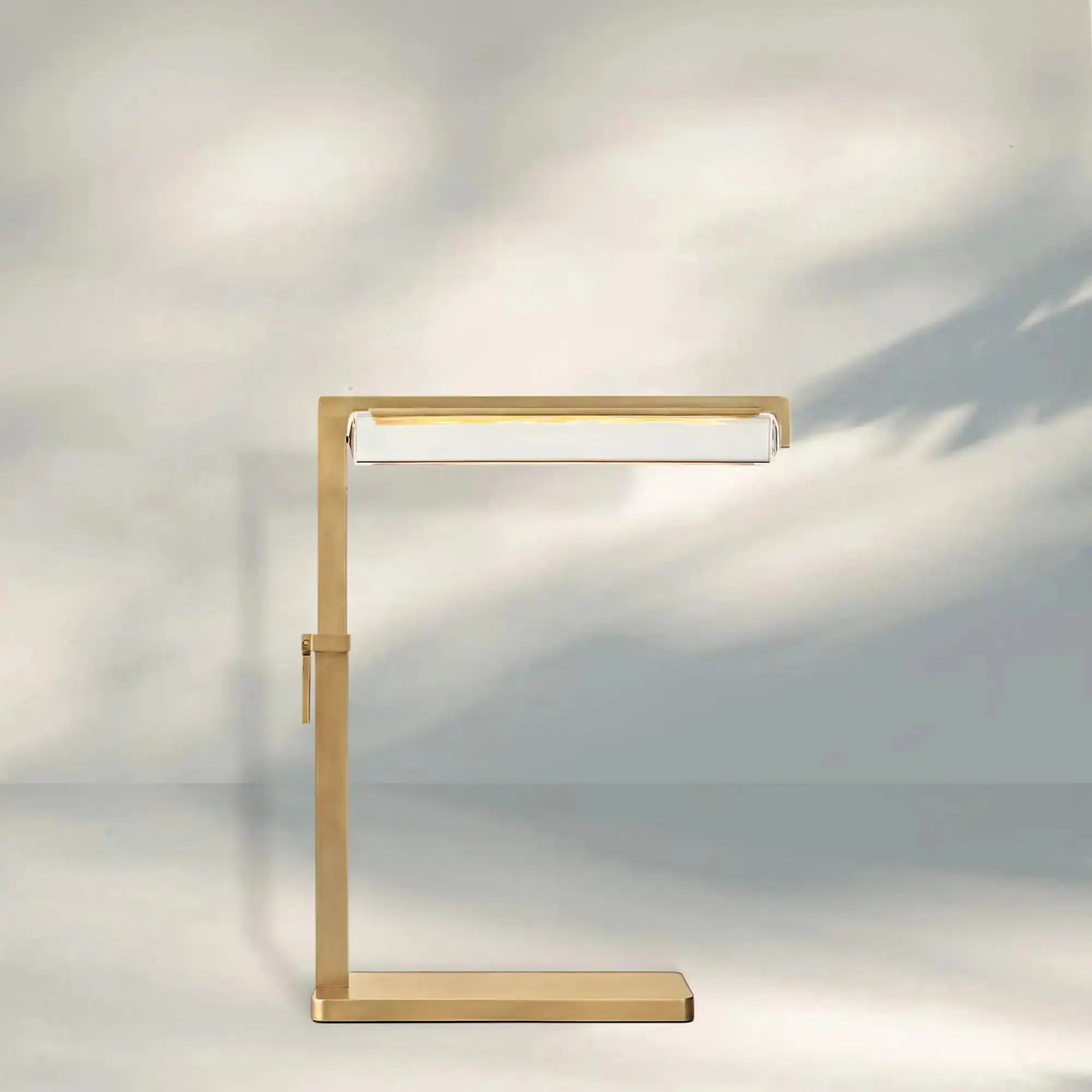 Auduban Crystal Task Table Lamp-Lacquered Burnished Brass-13"-18"H-