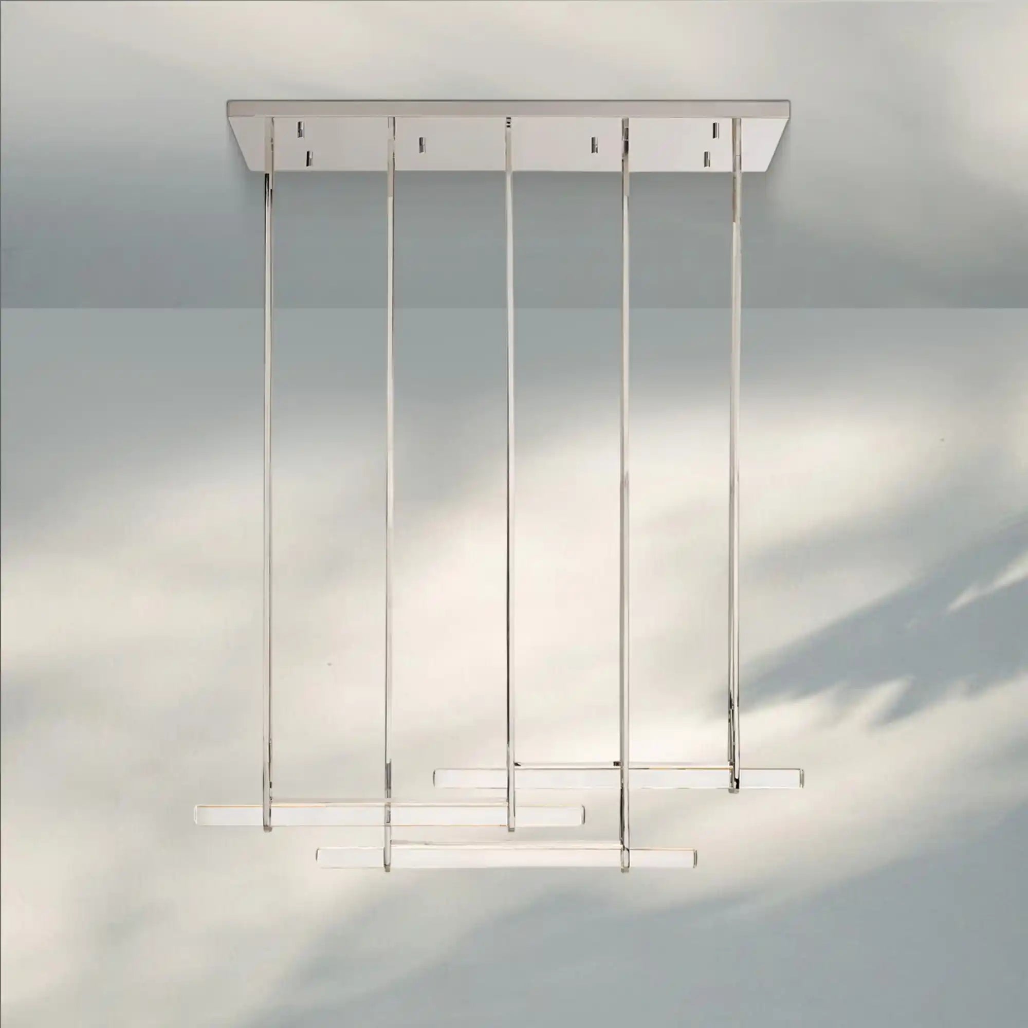 Auduban Crystal Triple Bar Linear Chandelier-60"-Nickel-